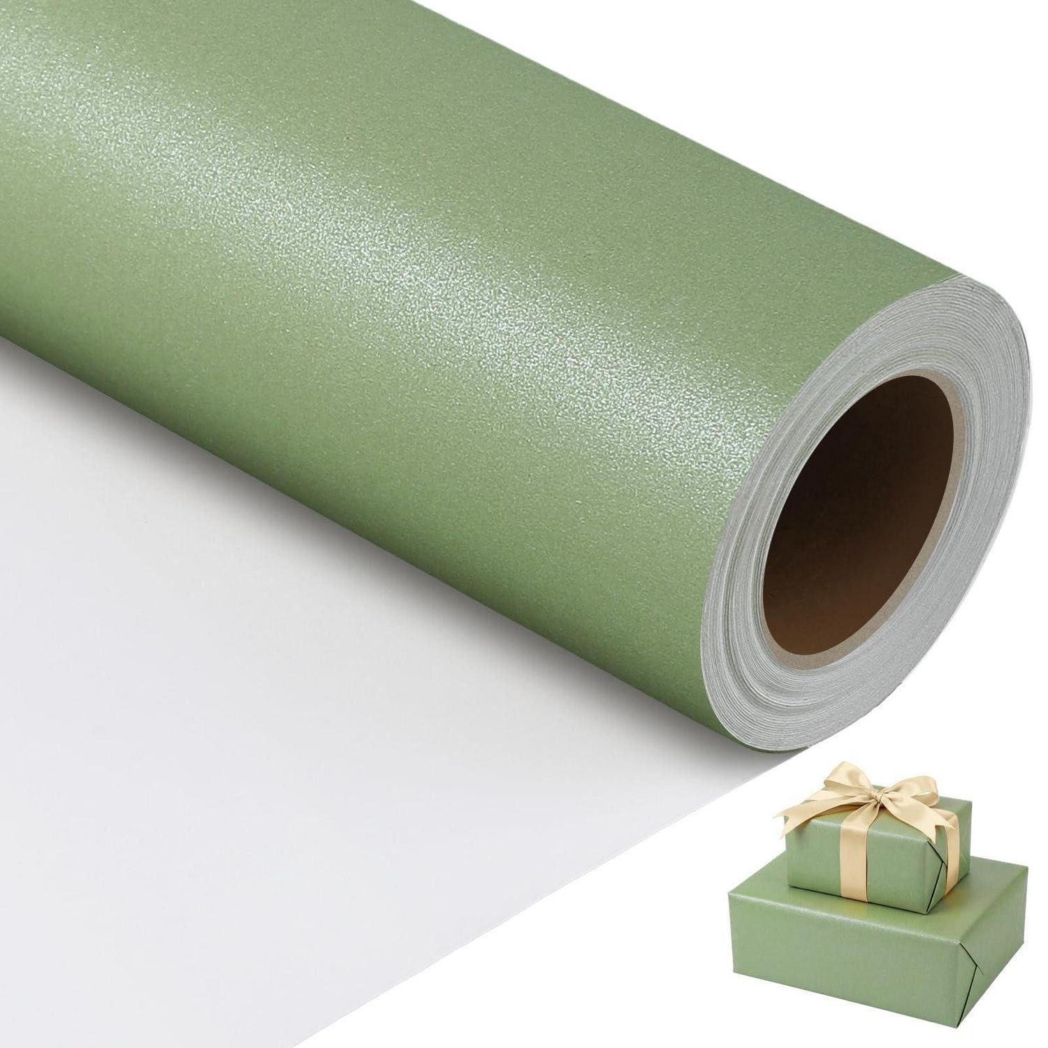 LuxusKollektion Geschenkpapier Geschenkpapier Salbeigrün 43cmx12m Perlglanz