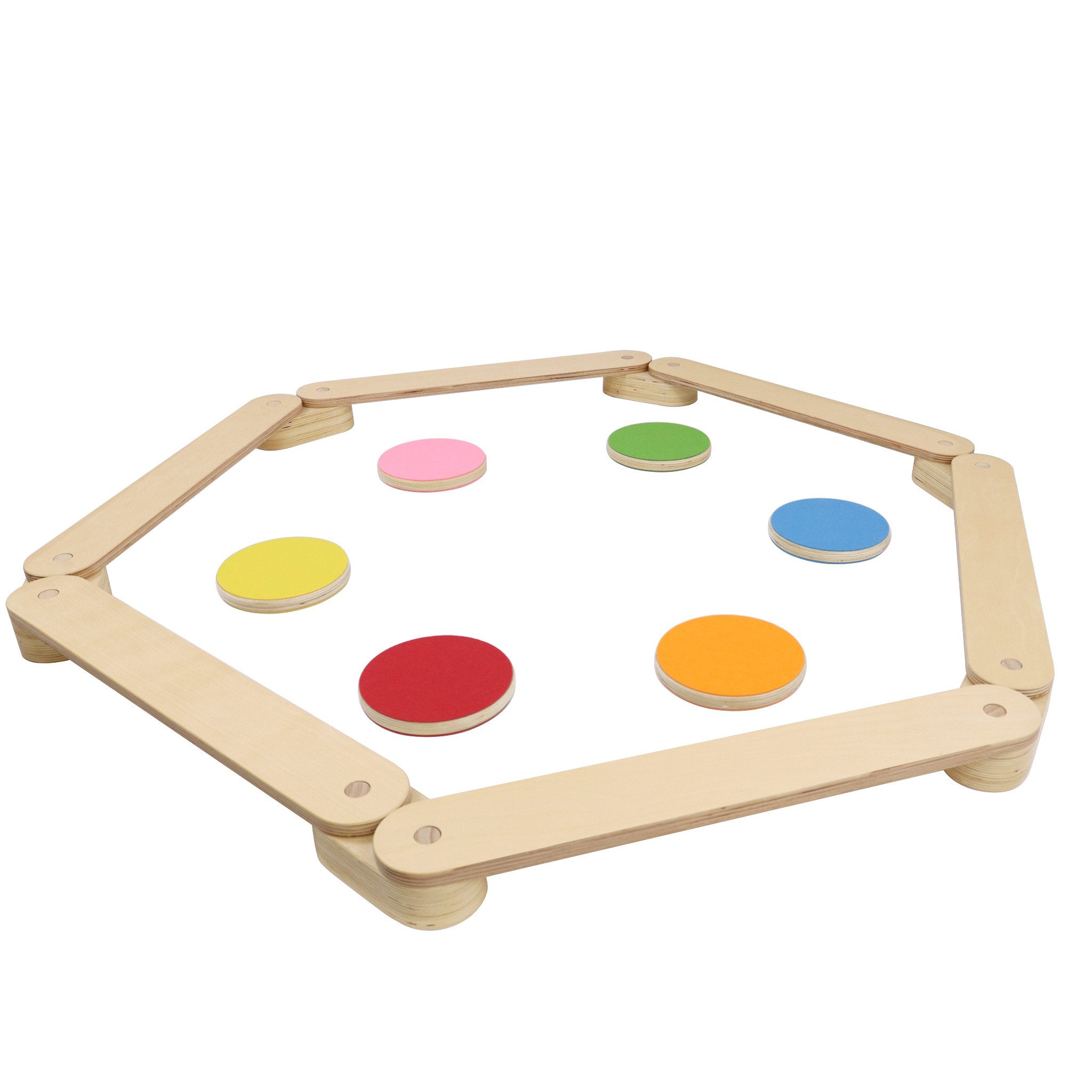 FIVMEN Balanceboard Kinder Balancierbalken Schwebebalken mit 6 Balanciersteine