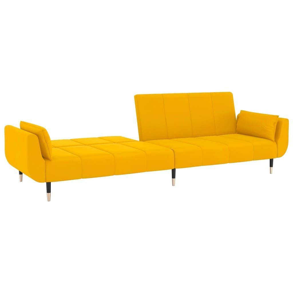 vidaXL Sofa mit 2 Gelb Kissen Schlafsofa Samt 2-Sitzer