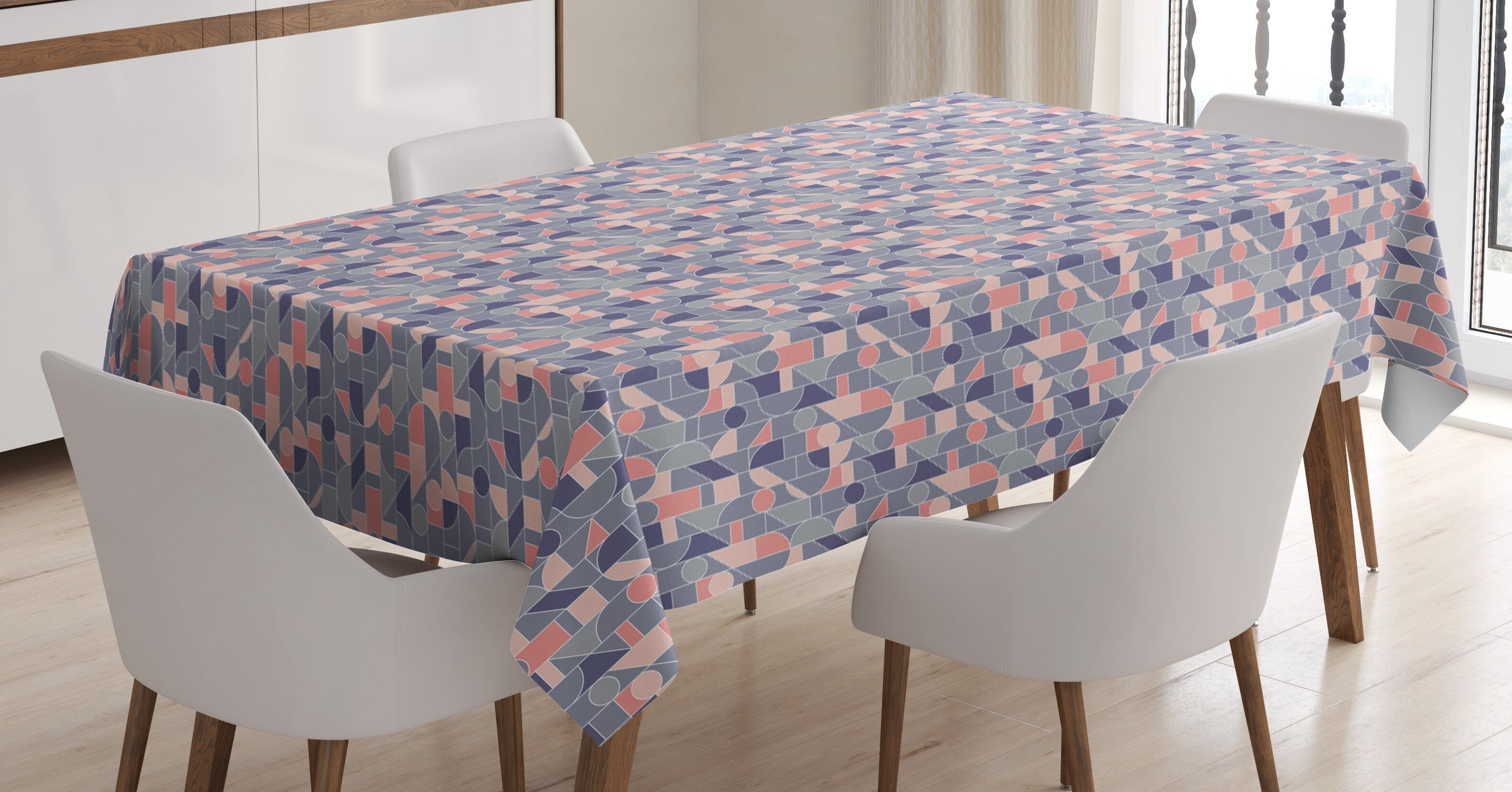 Geometrisch Tischdecke Waschbar Retro Farbfest Bereich Abakuhaus Formen Klare Für Außen den Abstrakte Farben, geeignet