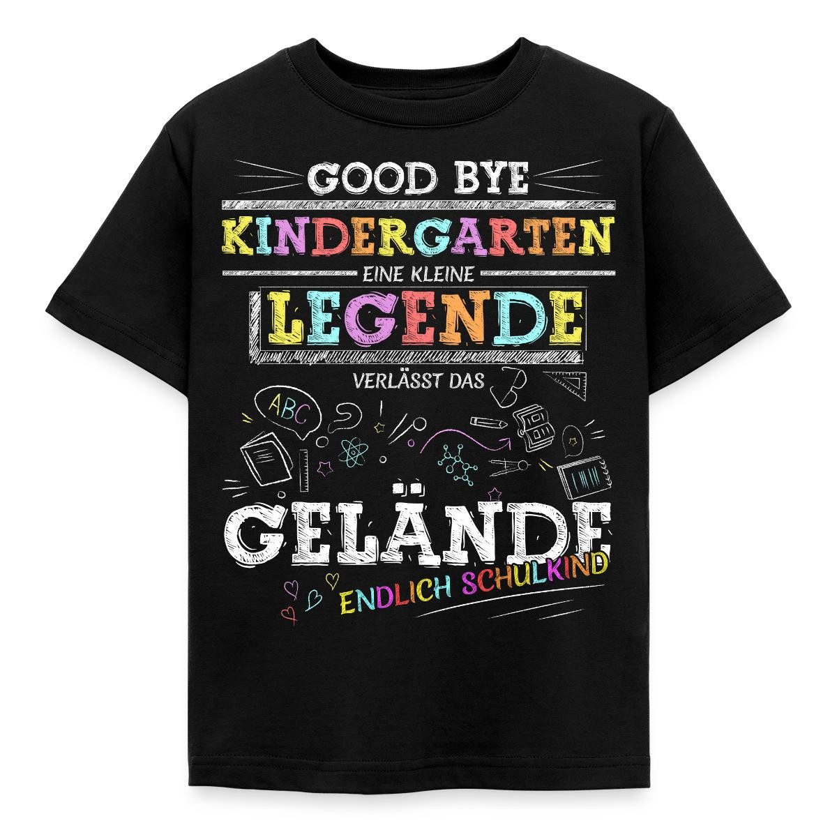 Spreadshirt T-Shirt Kindergarten Legende Verlässt Das Gelände Einschulung Kinder T-Shirt (1-tlg) Fällt klein aus. Wir empfehlen, eine Größe größer zu bestellen.