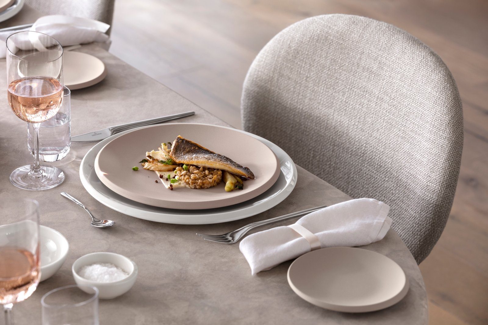 Villeroy & Boch Teller-Set NewMoon beige Speiseteller 27cm Set6, Premium Porcelain