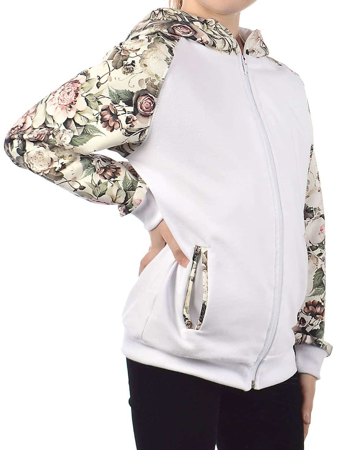 KMISSO Kapuzensweatjacke Mädchen Pullover mit Kapuze Blumenmuster (1-tlg) im eleganten Look