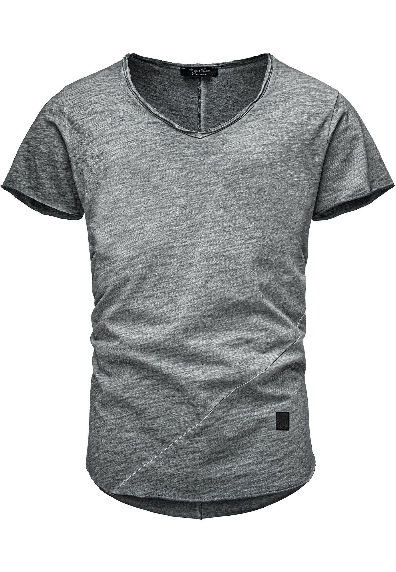 Amaci&Sons T-Shirt NYC Basic Oversize T-Shirt mit V-Ausschnitt Herren Overs günstig online kaufen