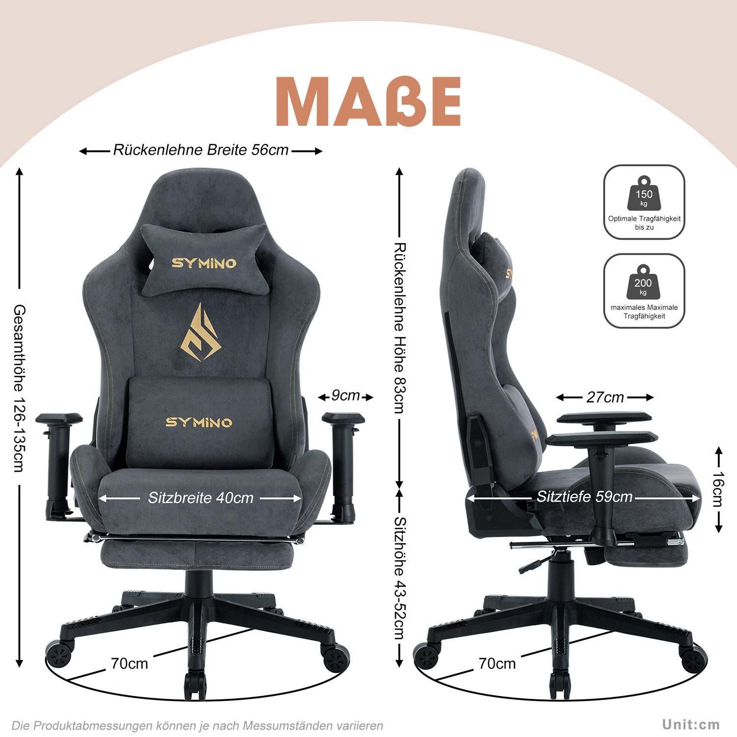 symino Gaming-Stuhl Premium Alcantara Stoff, ergonomischer, günstig online kaufen