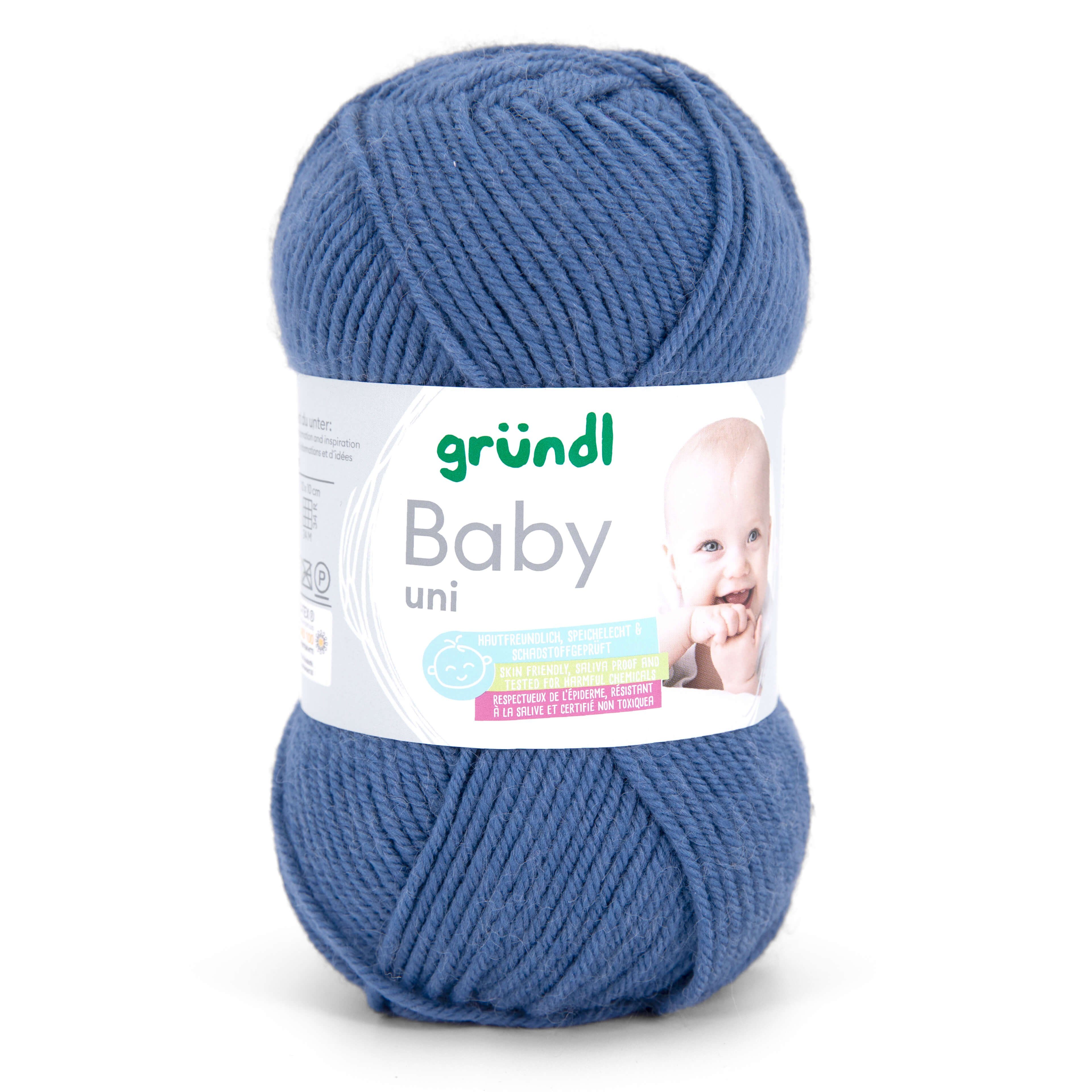 Gründl Wolle Baby uni 50g Babywolle zum Stricken und Häkeln Häkelwolle, 150,00 m (Strickgarn, Handstrickgarn, Strickwolle, hautfreundlich, spreichelecht), weich und pflegeleicht