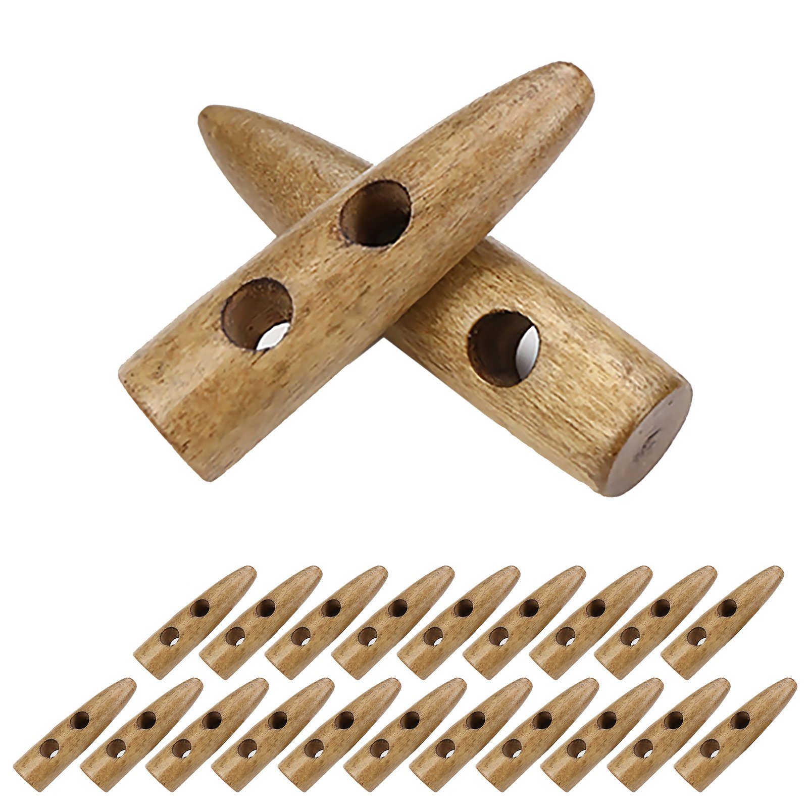 maDDma Knopf 20 x Knebelknopf Holz Triangle, 30 mm beige