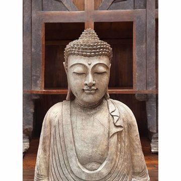 Asien LifeStyle Buddhafigur Meditation Buddha Figur aus Holz geschnitzt 105cm