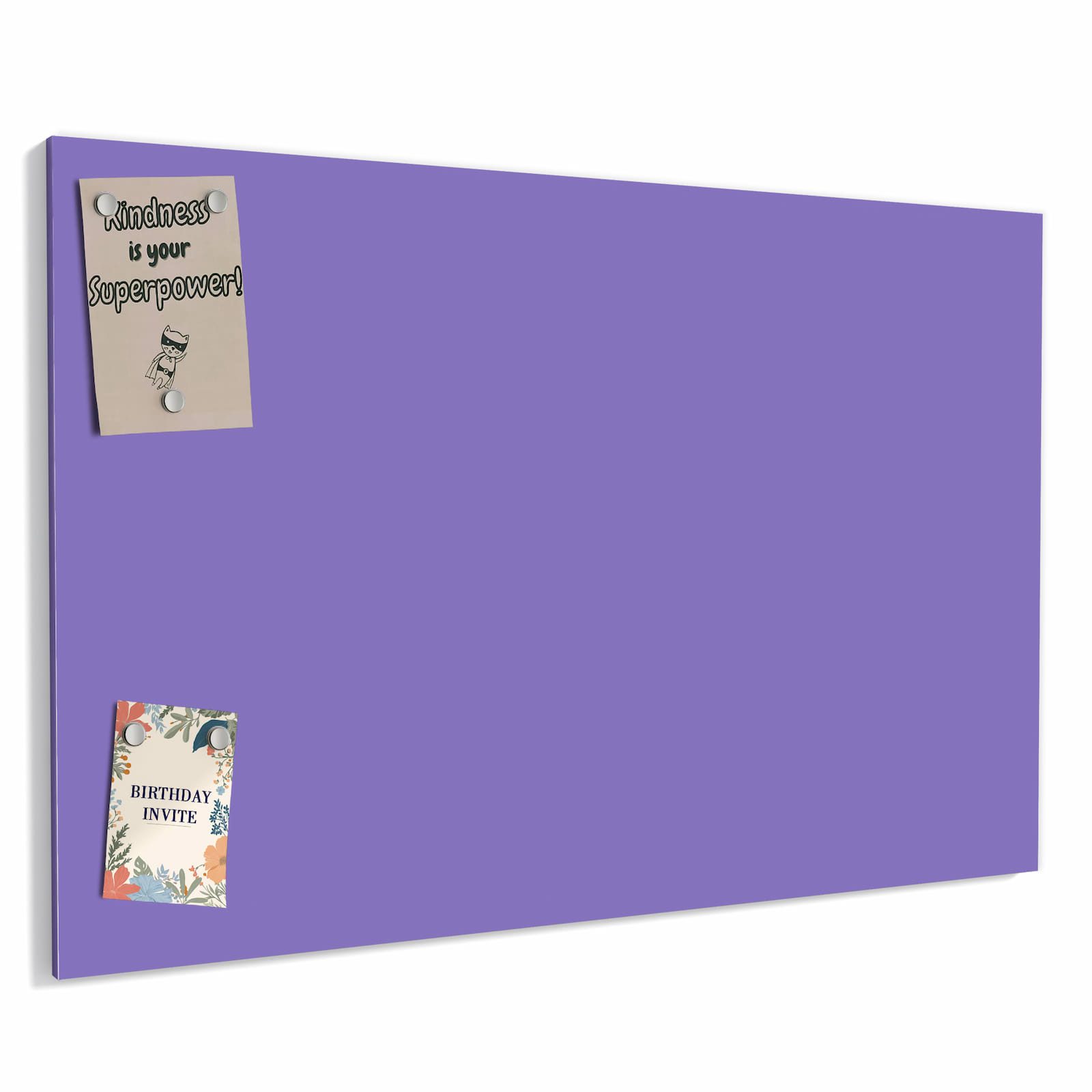 Primedeco Memoboard Metall Violetter Hintergrund I – beschreibbar & magnetisch, (Inklusive Stift, Magnete und Montagematerial, 1-tlg., 9 verschiedene Größen), Magnetisch und Beschreibbar