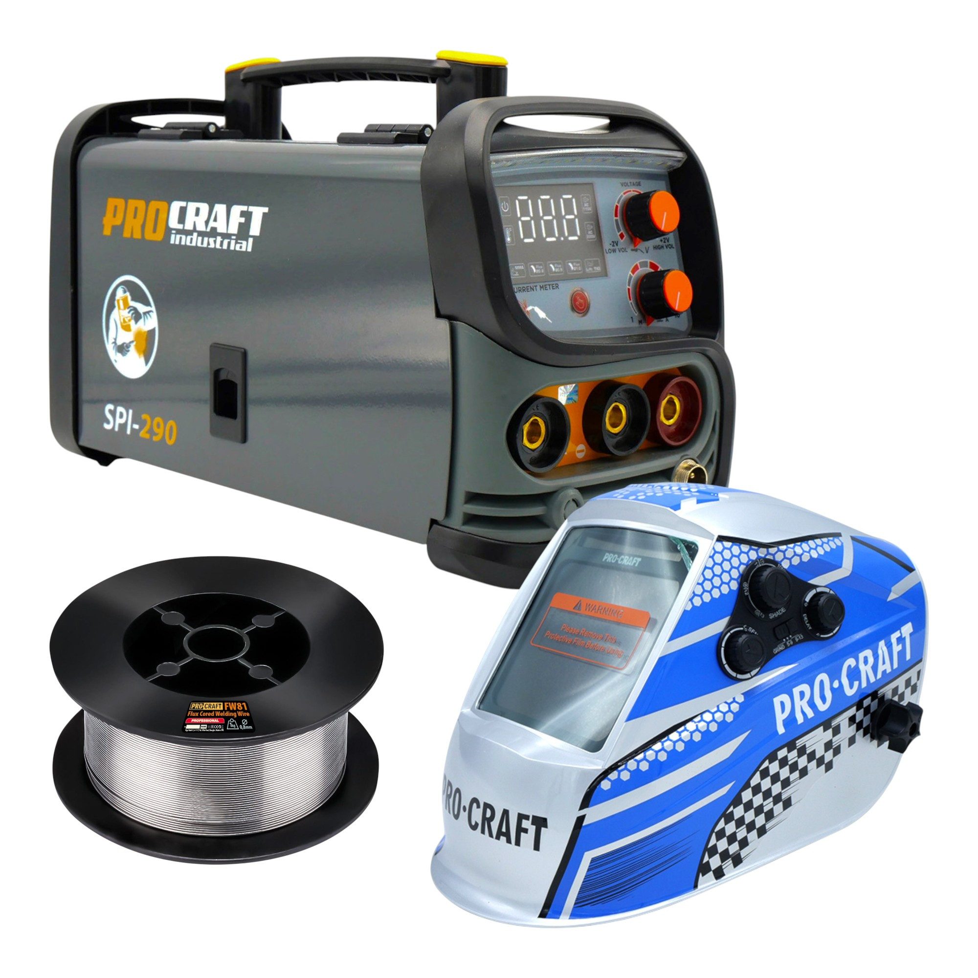 PROCRAFT industrial Elektroschweißgerät SPI-290 Kombi Inverter Schweißgerät 3,8 kW Co Flux MMA TIG Lift