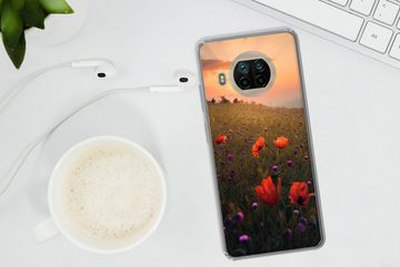 MuchoWow Handyhülle Blumenfeld - Gras - Pflanzen - Sonnenuntergang - Orange, Phone Case, Handyhülle Xiaomi Mi 10T Lite, Silikon, Schutzhülle