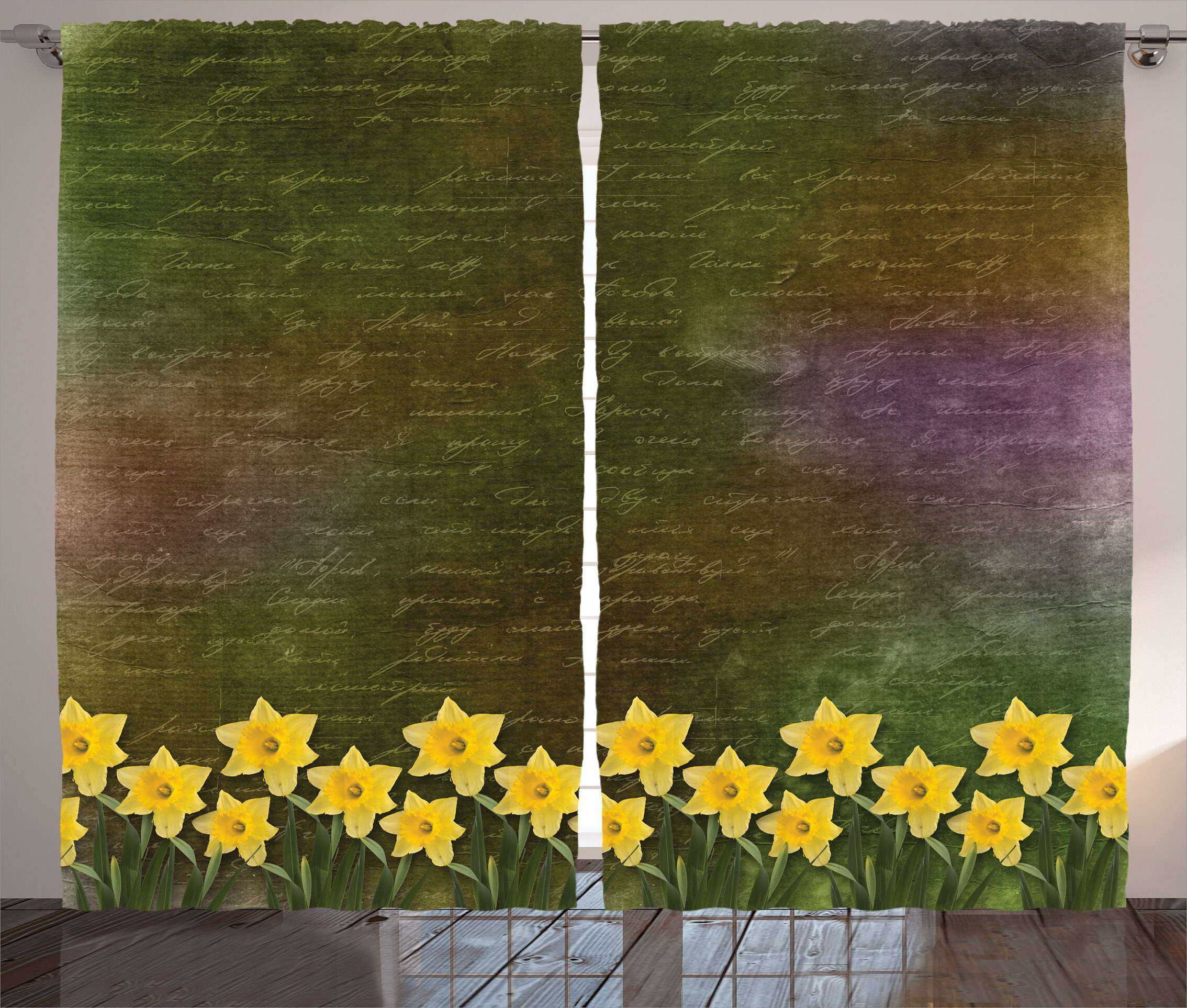 Gardine Schlafzimmer Kräuselband Vorhang mit Schlaufen und Haken, Abakuhaus, Jahrgang Brautfrühlingsblumen