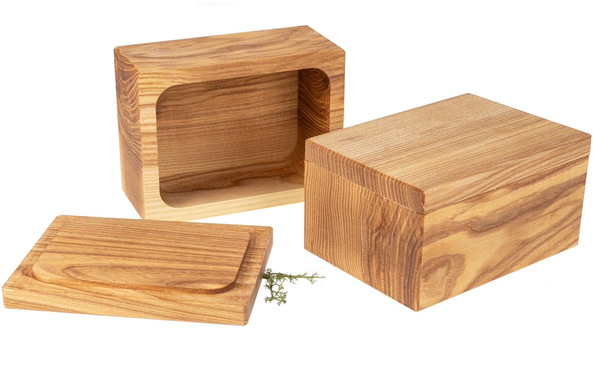 Holz Frank Butterdose Butterdose aus geöltem Eschenholz 14 x 10,5 x 8 cm - Butterglocke, Holz