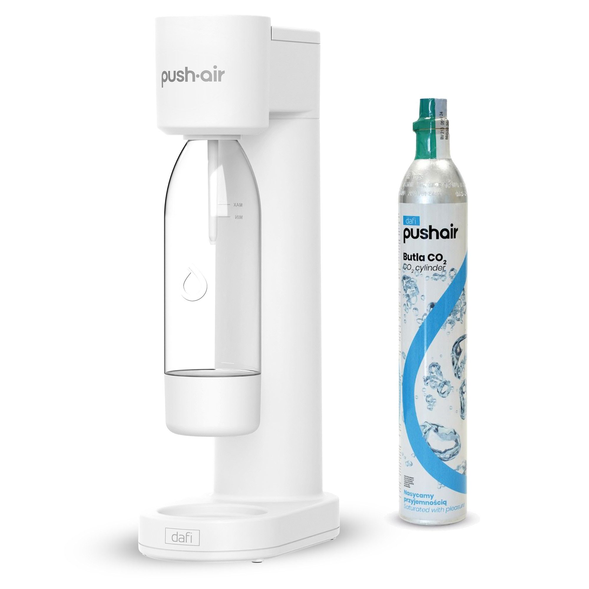 DAFI Wassersprudler Wassersprudler Pushair inkl. 1 Co2 Zylinder und 0,7l Flasche