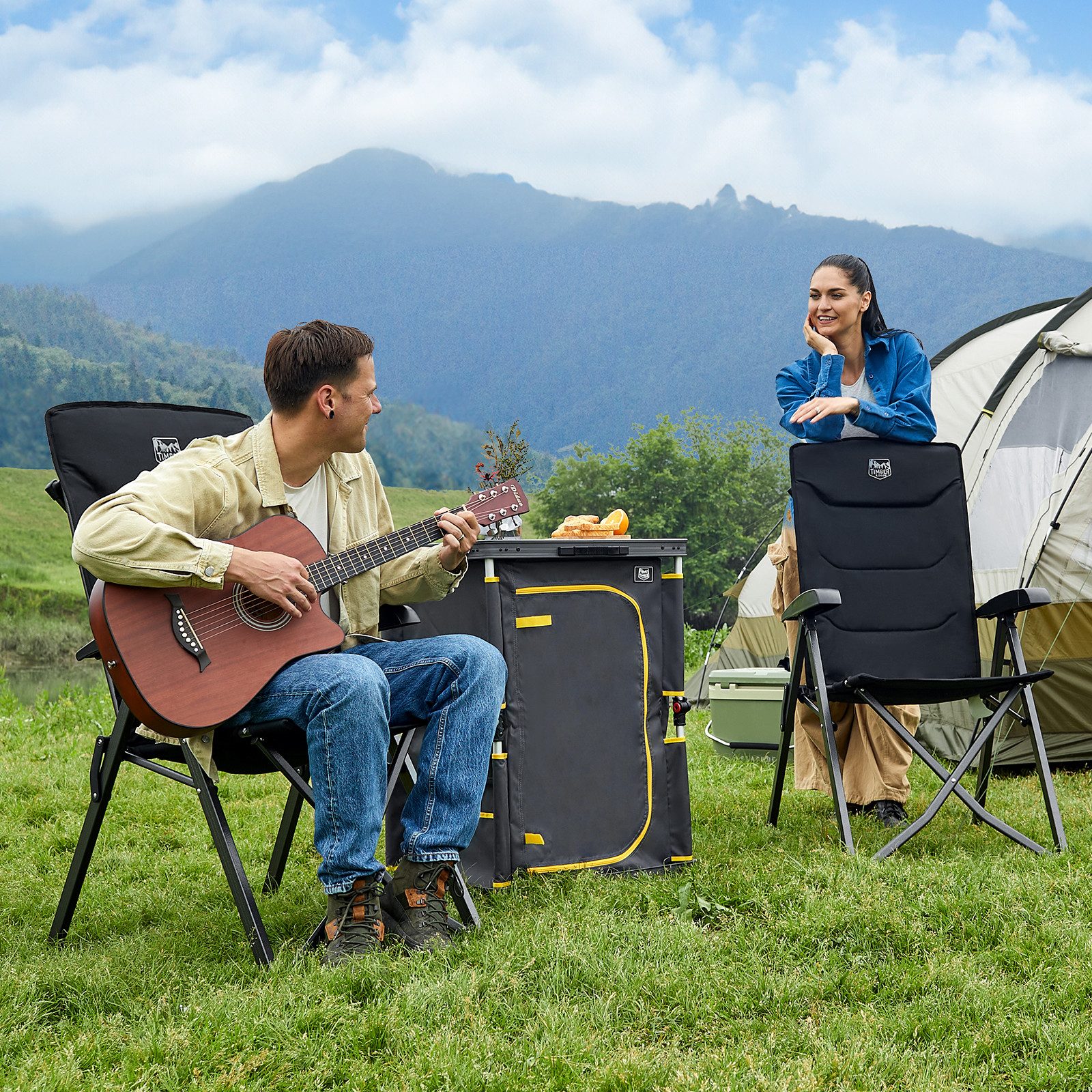 TIMBER RIDGE Campingstuhl Klappstuhl, faltbarer Stuhl mit hoher Lehne und P günstig online kaufen