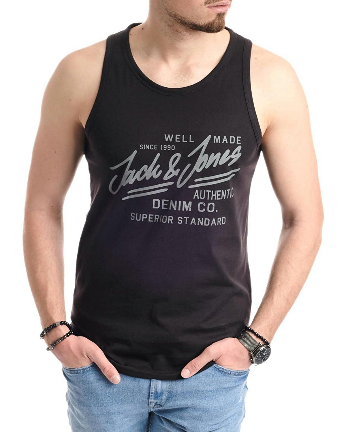 Jack & Jones Tanktop Bequemes Slimfit Shirt mit Printdruck (3er-Pack) mit Print