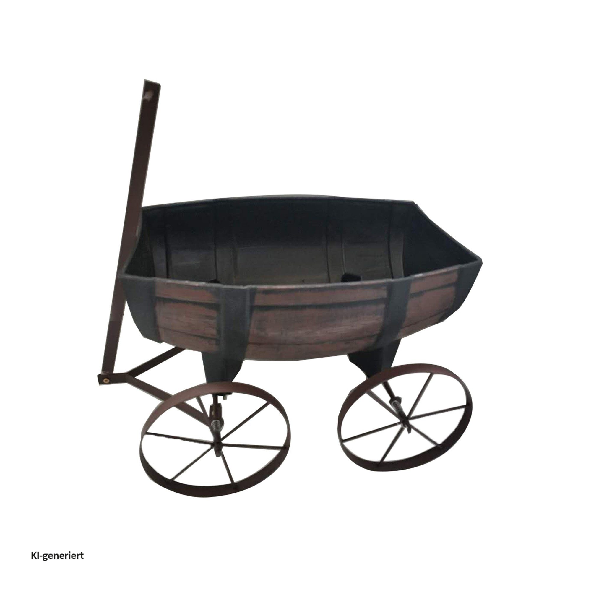 HTI-Living Pflanzkübel Pflanzwagen Nessa (Stück, 1 St., 1 Pflanzwagen), Pflanzkübel Gartendekoration rustikal – Bild 4 von 4