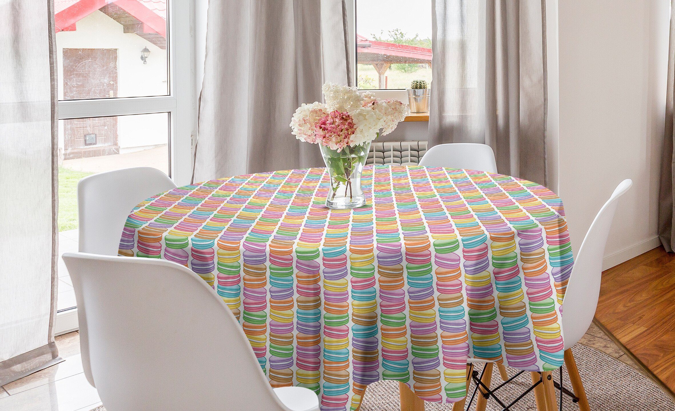Abdeckung für Französisch Abakuhaus Köstlicher Tischdecke Tischdecke Küche Dekoration, Dessert Kreis Macarons Esszimmer