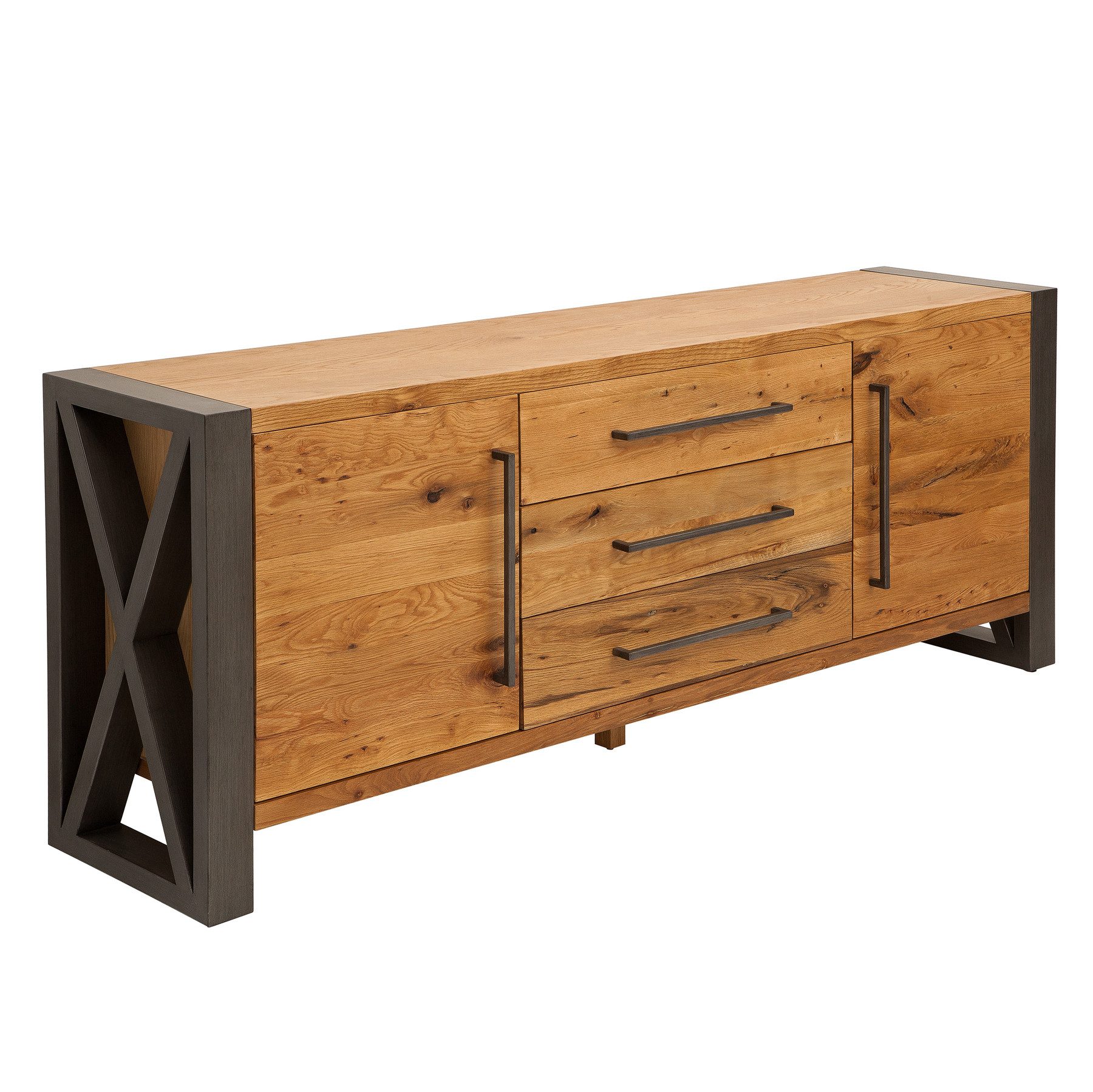 riess-ambiente Sideboard THOR 200cm natur, Massivholz · Anrichte · Wildeiche · Kommode · Industrial · Wohnzimmer