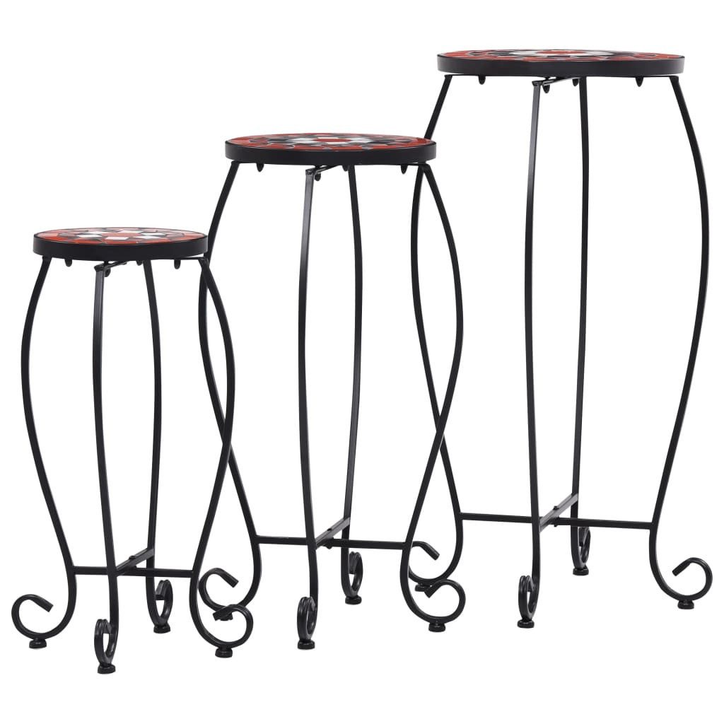 vidaXL Gartentisch 30 x 70 cm Mosaik-Tische 3 Stk Terrakotta und Weiß Keramik