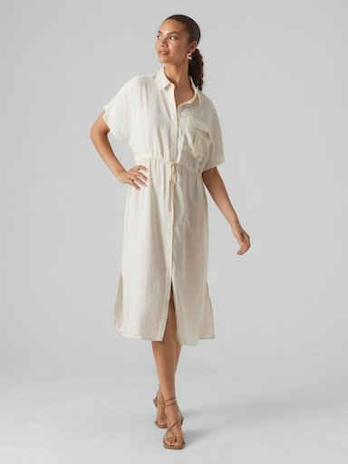 Vero Moda Sommerkleid VMIRIS S/S SHIRT CALF DRESS WVN NOOS