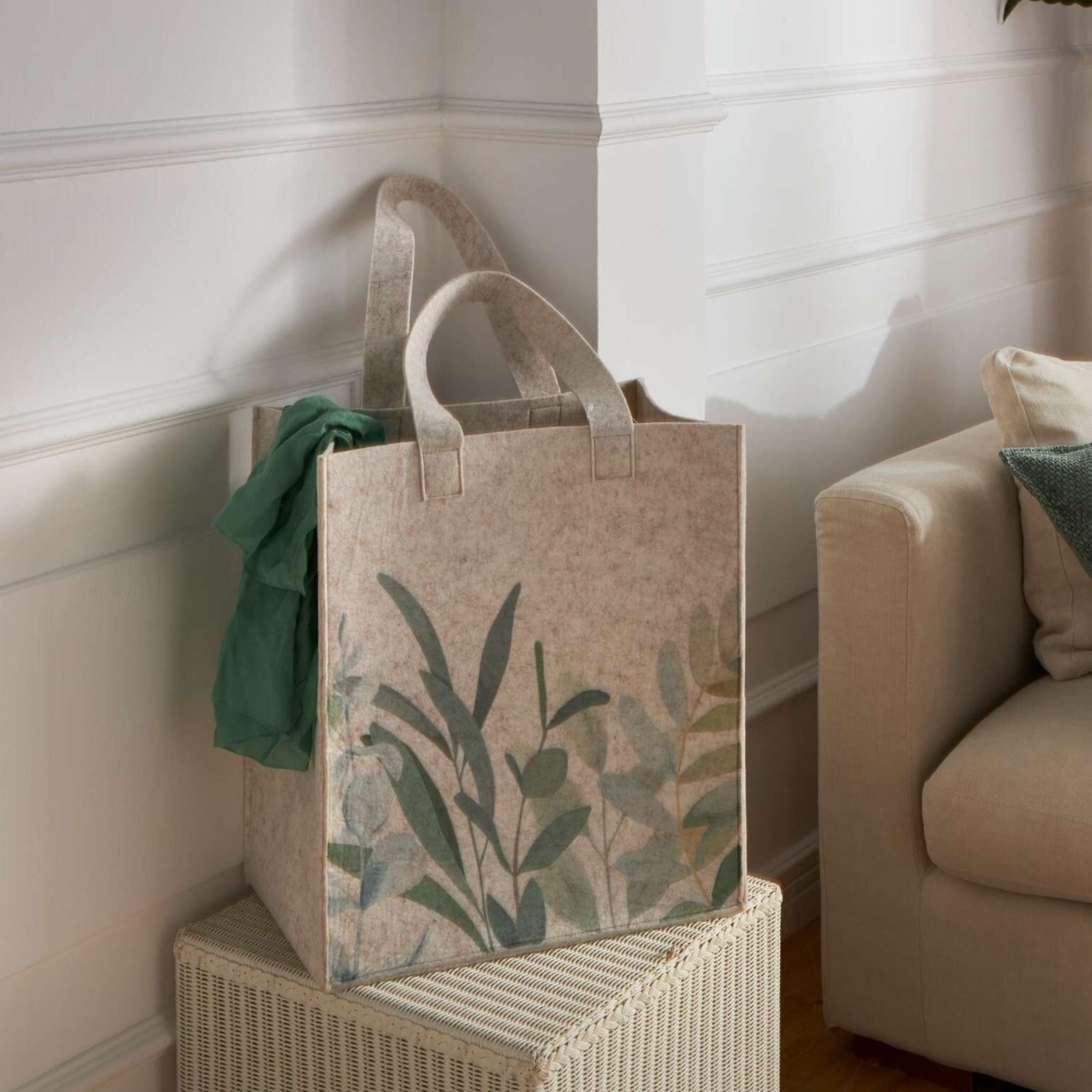 Frank Flechtwaren Tragetasche Filztasche Blätter recycelter Filz beige – Einkaufstasche