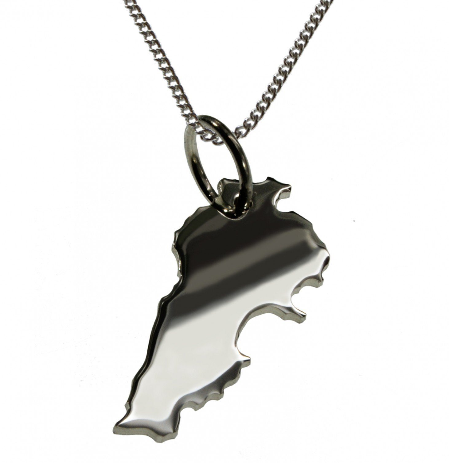 Kette mit Anhänger 50cm Halskette + Libanon Anhänger in massiv 925 Silber