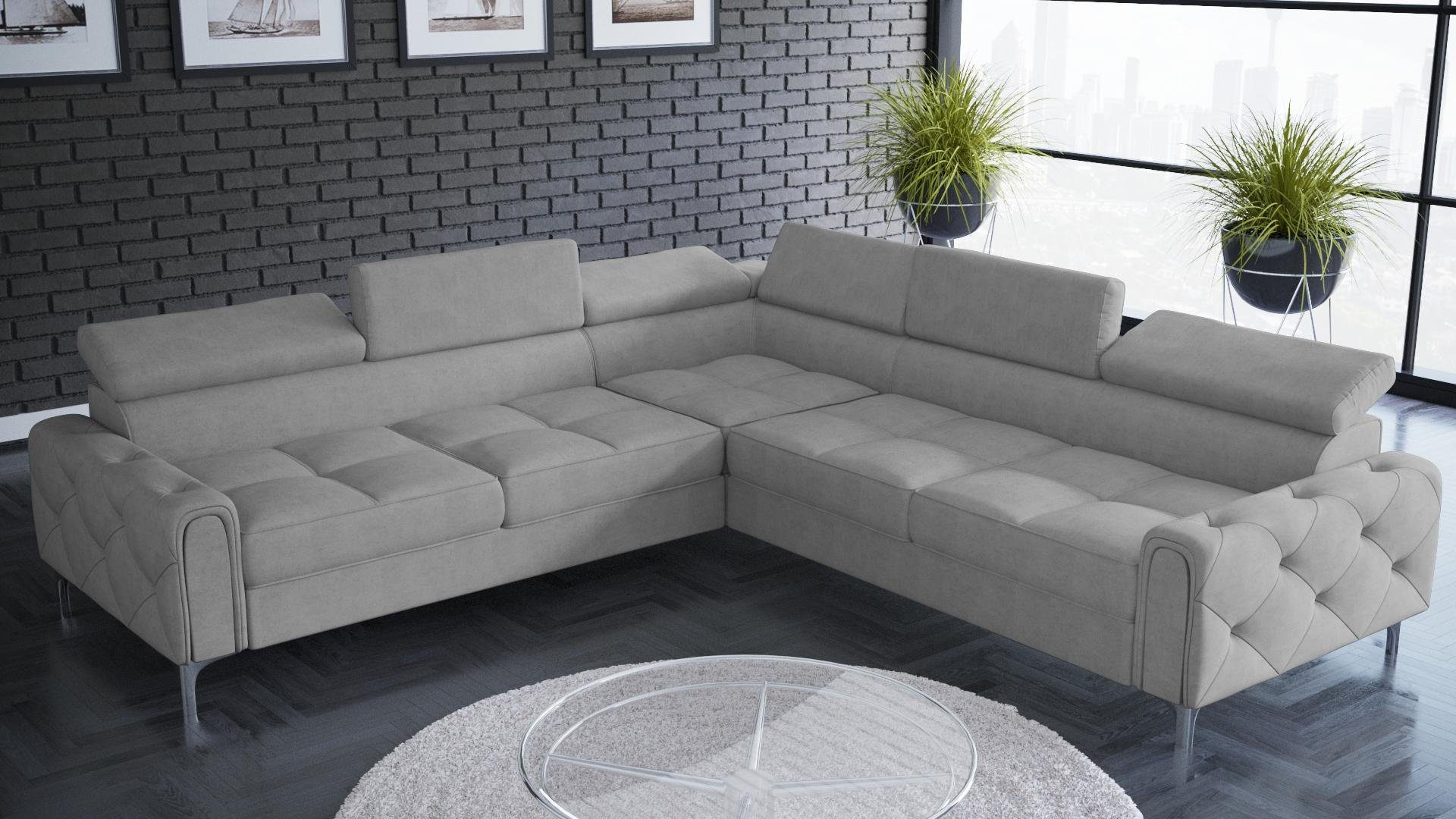 JVmoebel Ecksofa Graues Luxus Ecksofa Moderne Wohnlandschaft Polster Sofa Neu, Made in Europe