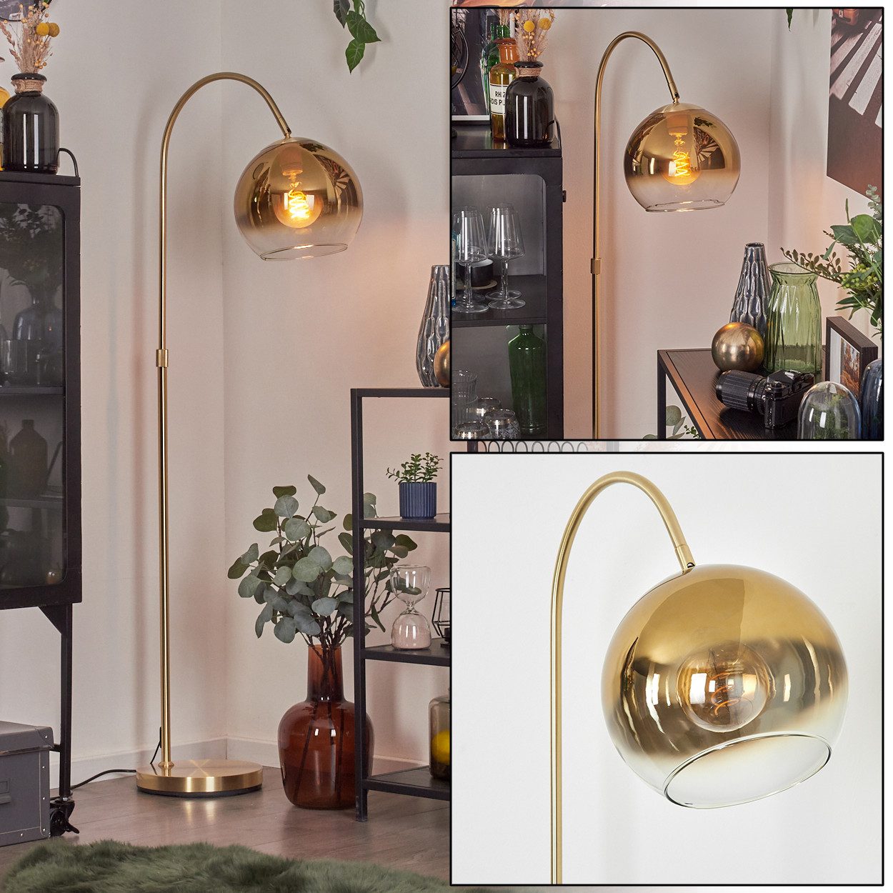 hofstein Stehlampe Stehlampe aus Metall/Glas in günstig online kaufen