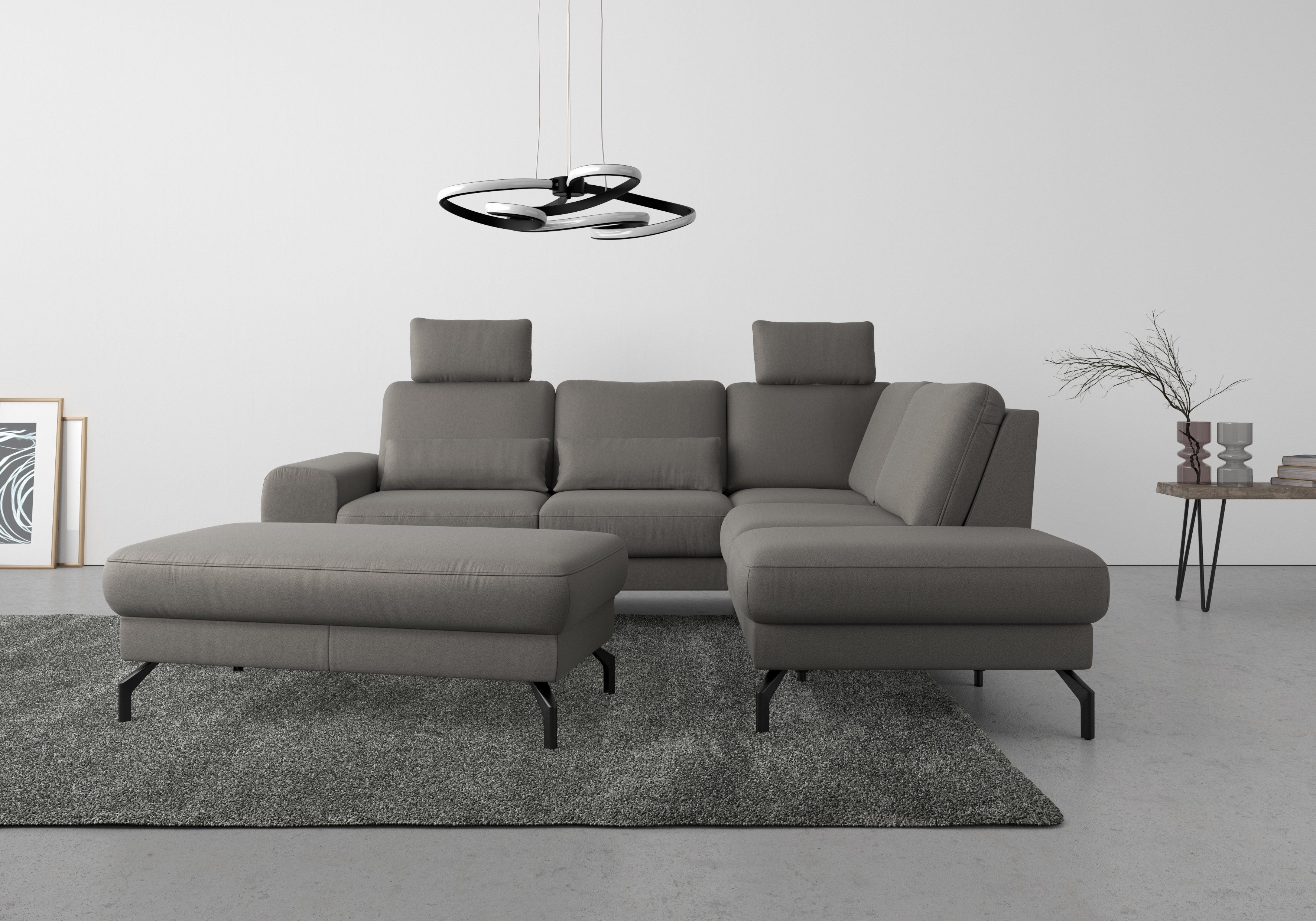 sit&more Ecksofa Cinturo, inklusive Sitztiefenverstellung und Federkern, Sitzhöhe 48 cm | Ecksofas