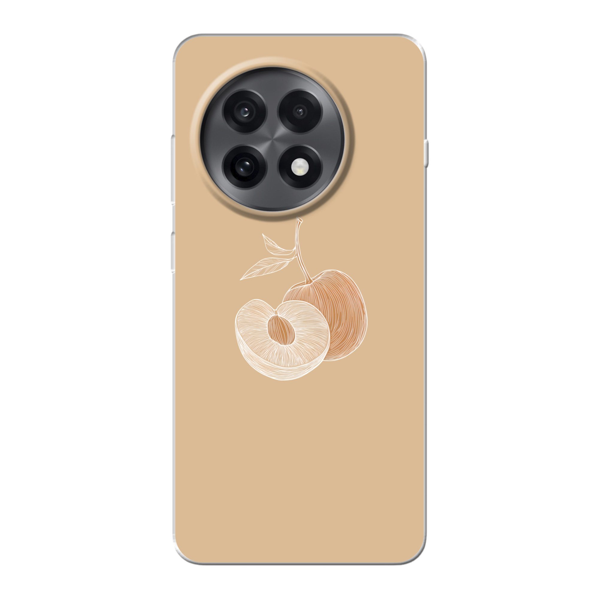 MuchoWow Handyhülle für OnePlus 13R Pfirsich - Strichzeichnung - Grube - Beige, Handy Case, Silikon, Bumper Case Dünn