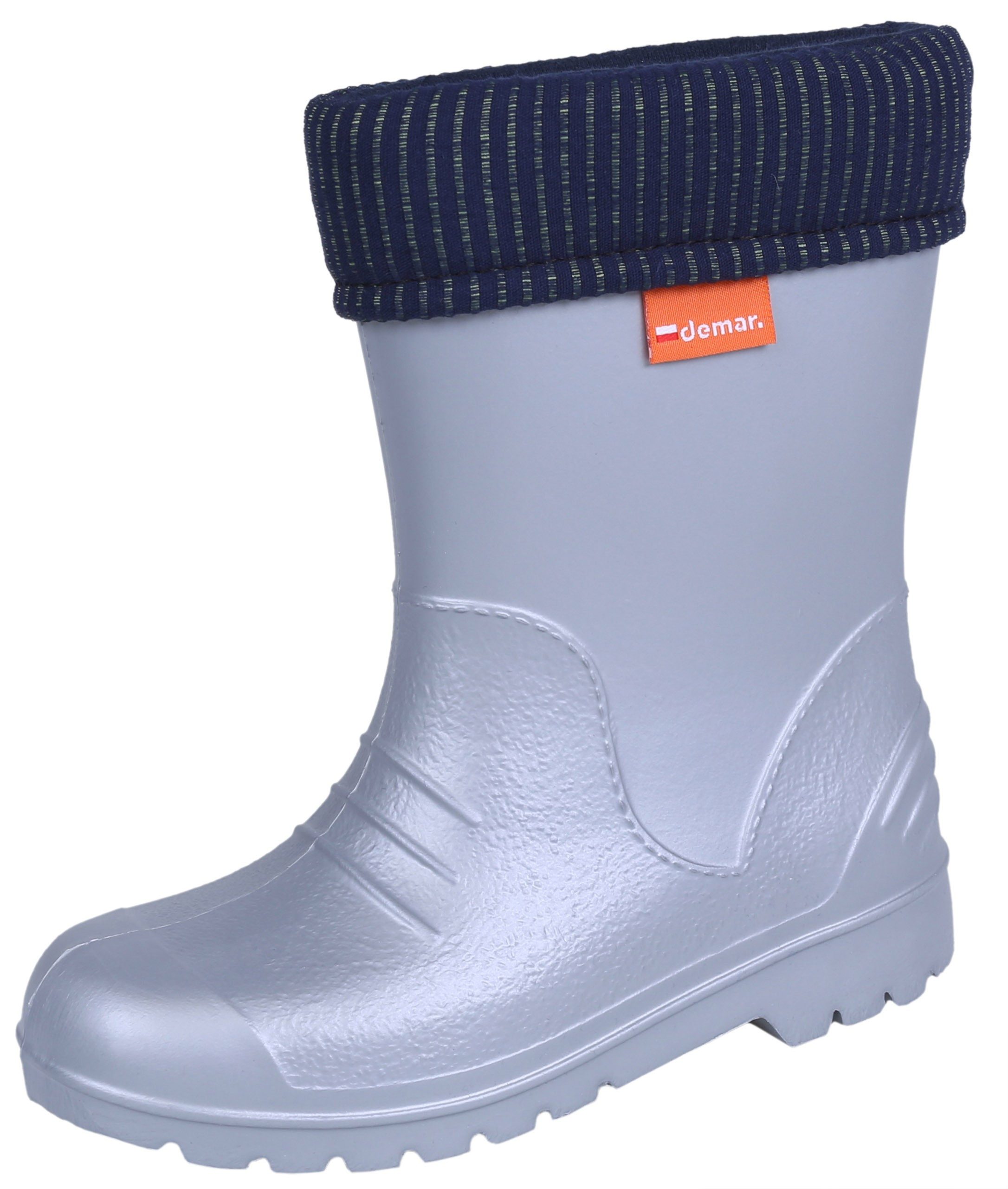 Demar Silberfarbene gefütterte Gummistiefel für Kinder DINO DEMAR 26-27 EU Gummistiefel