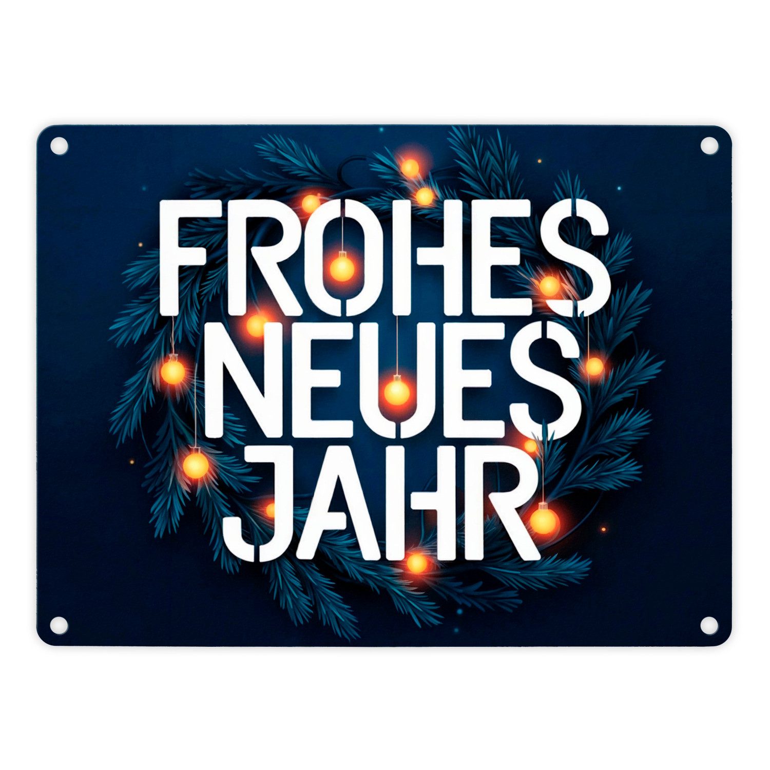 Metallschild Frohes neues Jahr Metallschild in 15x20 cm - Neujahrsgruß