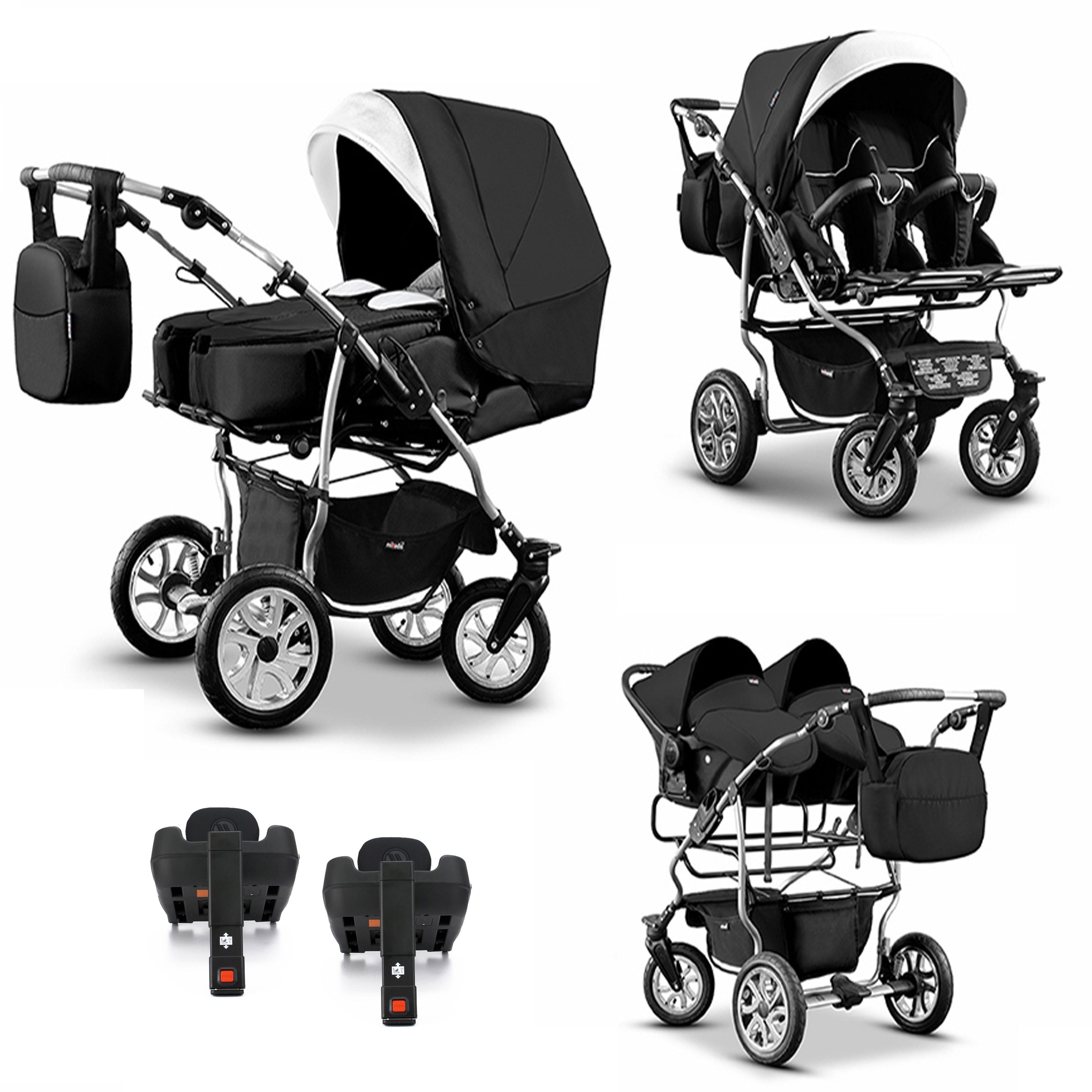 Zwillings-Kombikinderwagen City Twin 5 in 1 inkl. Sportsitze, Autositze und Isos in 19 Farben