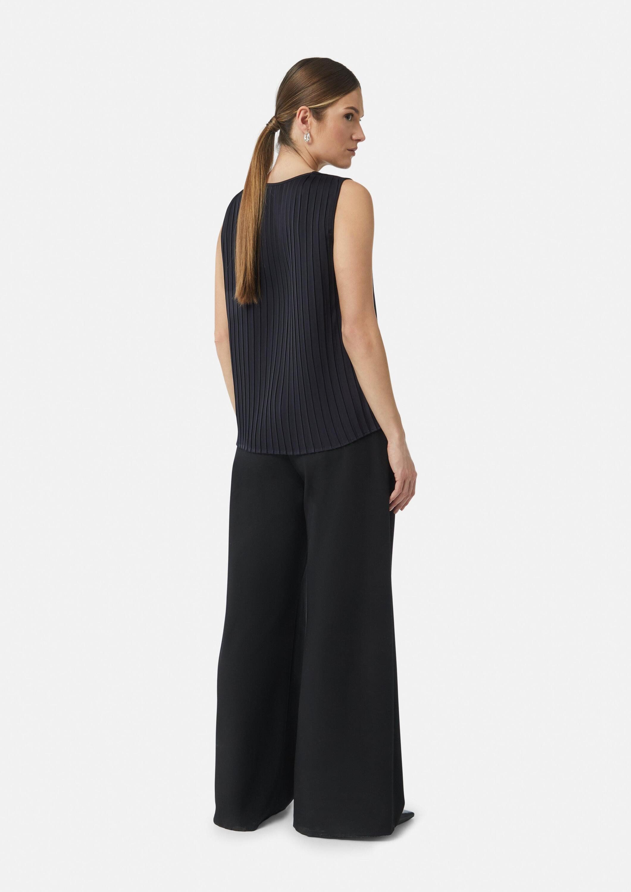 comma Blusentop Bluse Plissiertes Blusentop