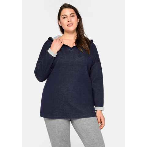 Sheego Kapuzensweatshirt Große Größen mit V-Ausschnitt