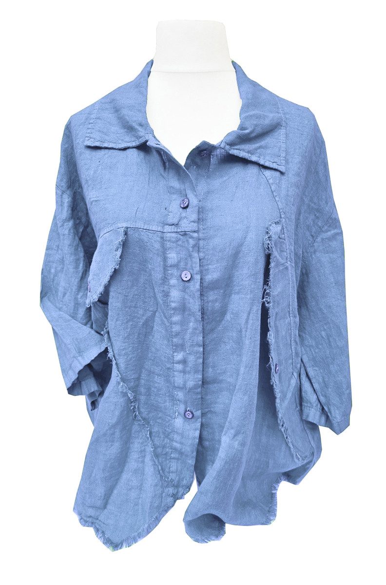 Hemdbluse SAISON Leinenbluse 44/46 Blusenjacke Sommer günstig online kaufen