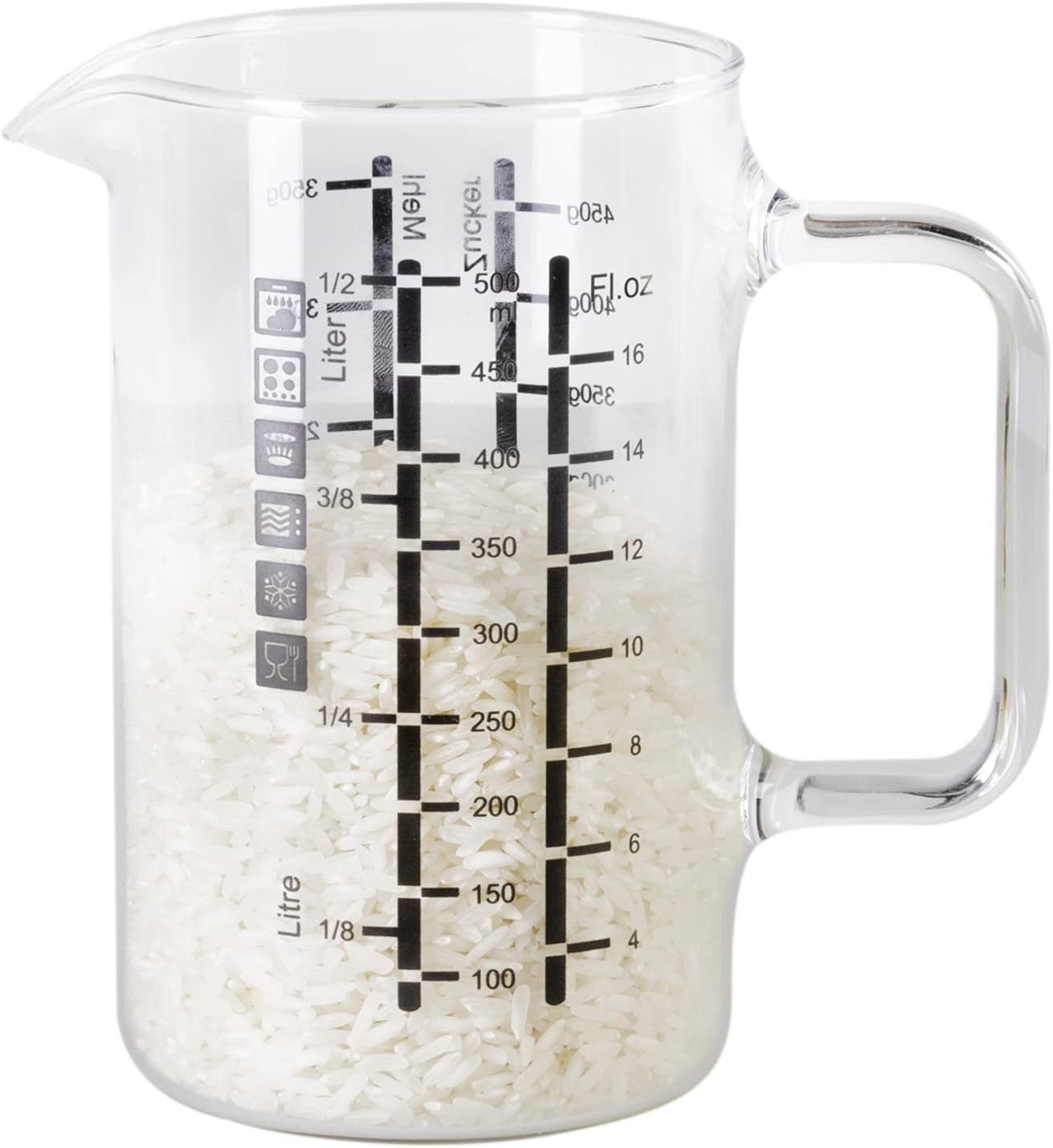 Wenco Messbecher 500 ml Glas hitzebeständig, Küchenbehälter, (1-St., ca. 13 x 13 x 8 cm), Glas, 500 ml, hitzebeständig, präzise Skala, Mikrowellengeeignet