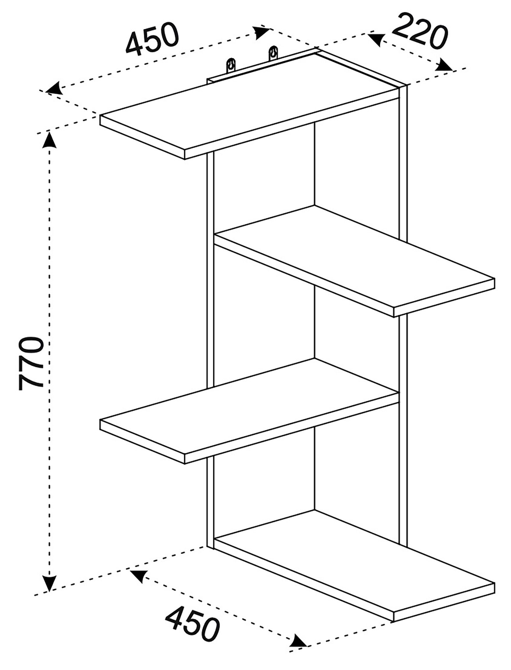 1-tlg. Wandregal Schwarz Balos, Hängeregal VCM Eckregal Wandregal Regal Holz