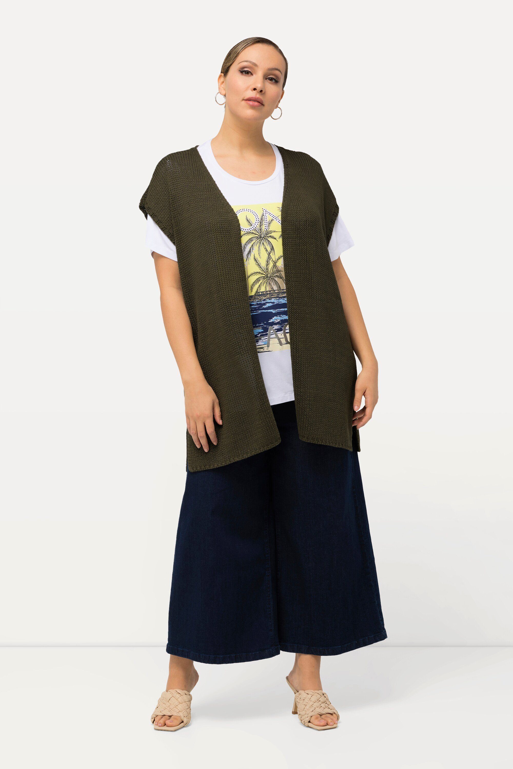 Ulla Popken Strickjacke Strickweste Palme oversized günstig online kaufen