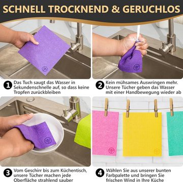 DANIHOME Schwammtuch EcoClean Schwammtücher Sky Blue – Nachhaltig & Saugstark, Öko-freundlich, extrem saugfähig, waschbar, robust, vielseitig