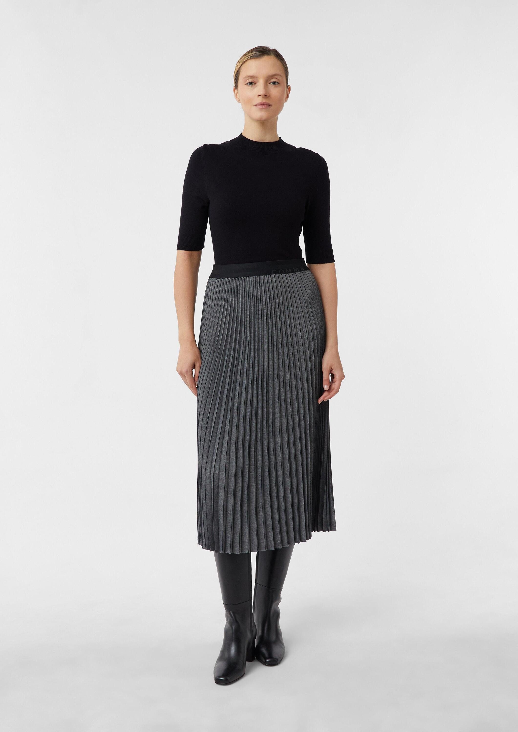 comma Midirock Rock Plissierter Flanellrock in Midilänge