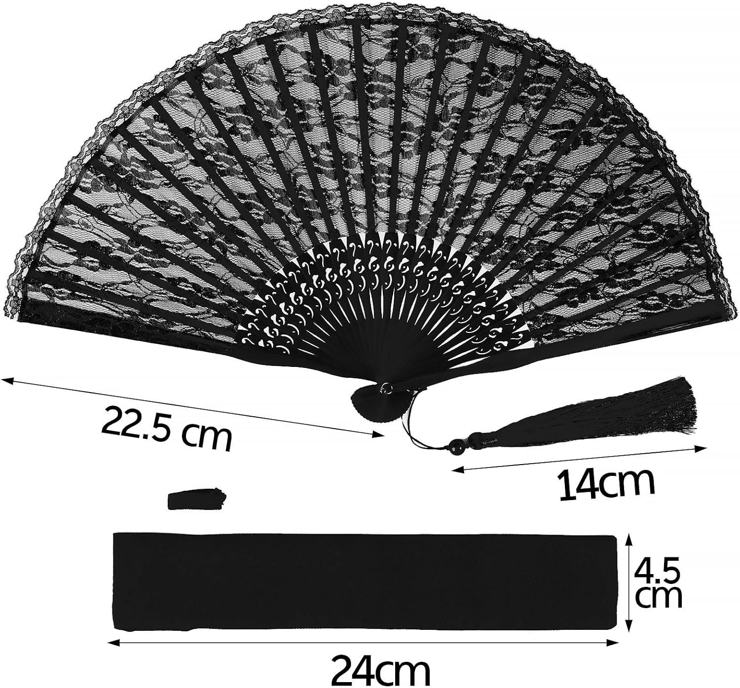 FELIXLEO Handfächer Lace Fan with Tassel Vintage Fan Lace Folding Fan Hand Fan, (1-tlg)