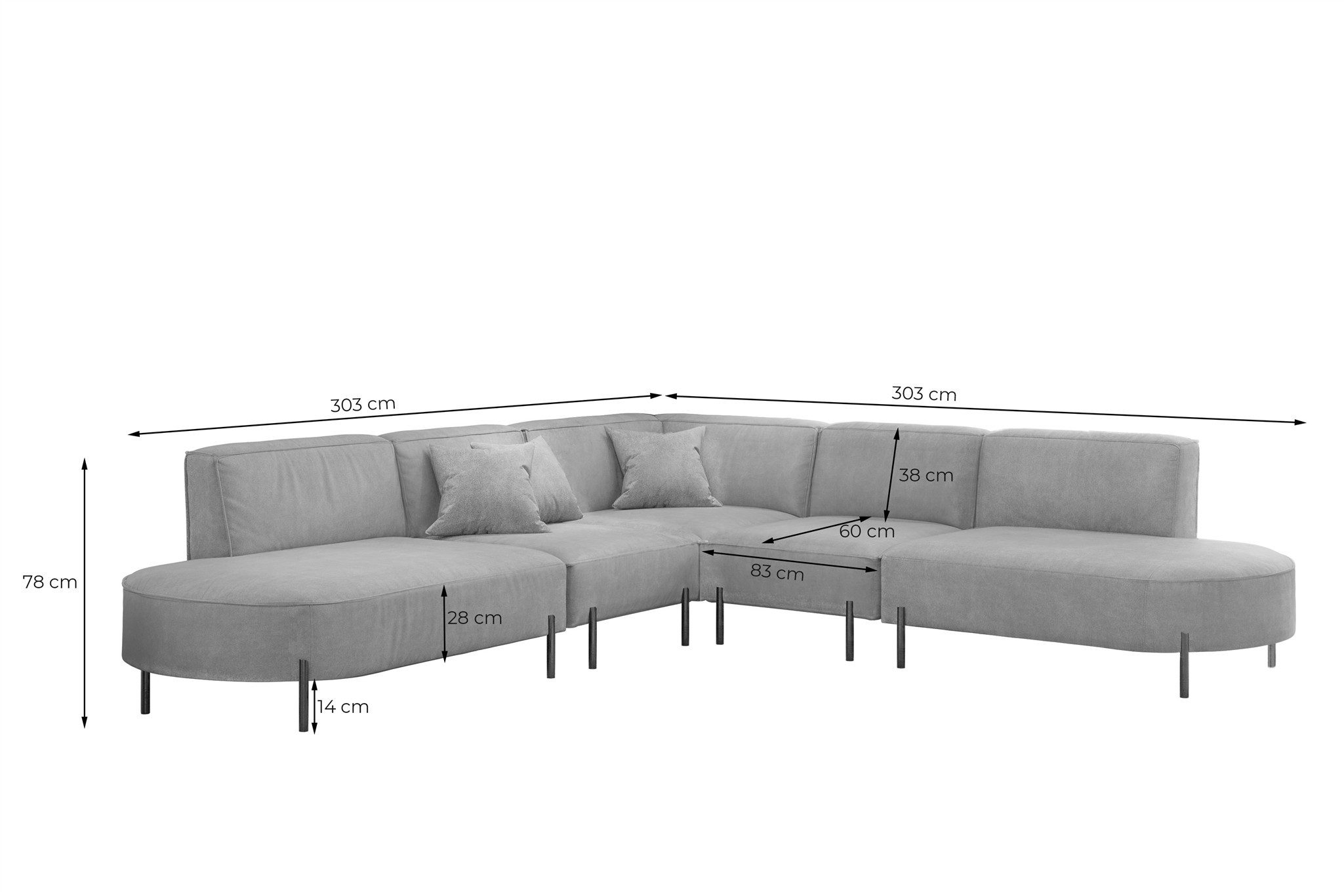 Fun Möbel Ecksofa Designersofa Sofa FUN MALAGA Universal in Stoff, inkl. 3 günstig online kaufen