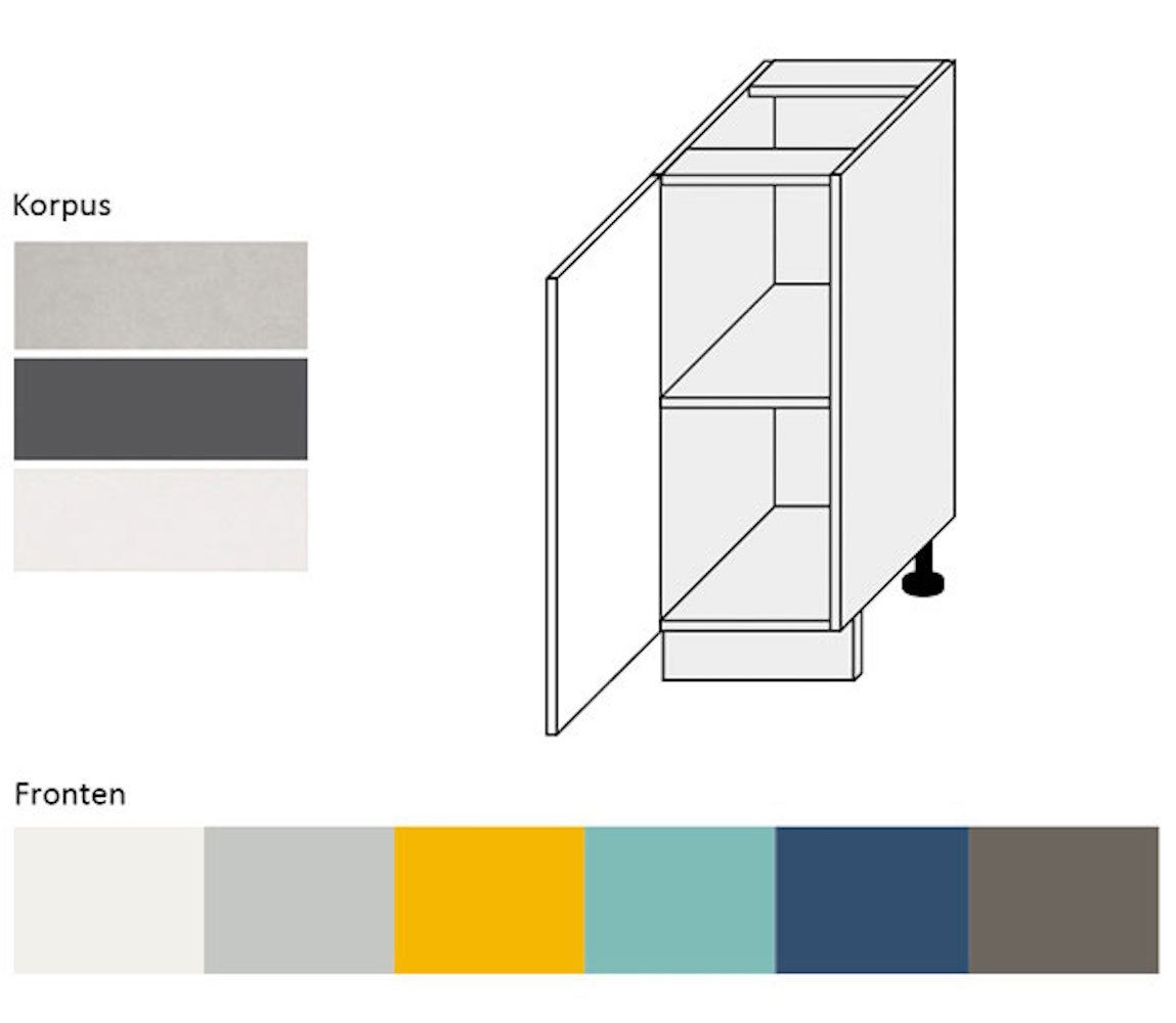 1-türig (Napoli) Napoli 30cm qurazgrau grifflos Front-, RAL und 7039 wählbar Hochglanz Korpusfarbe Ausführung Unterschrank Feldmann-Wohnen