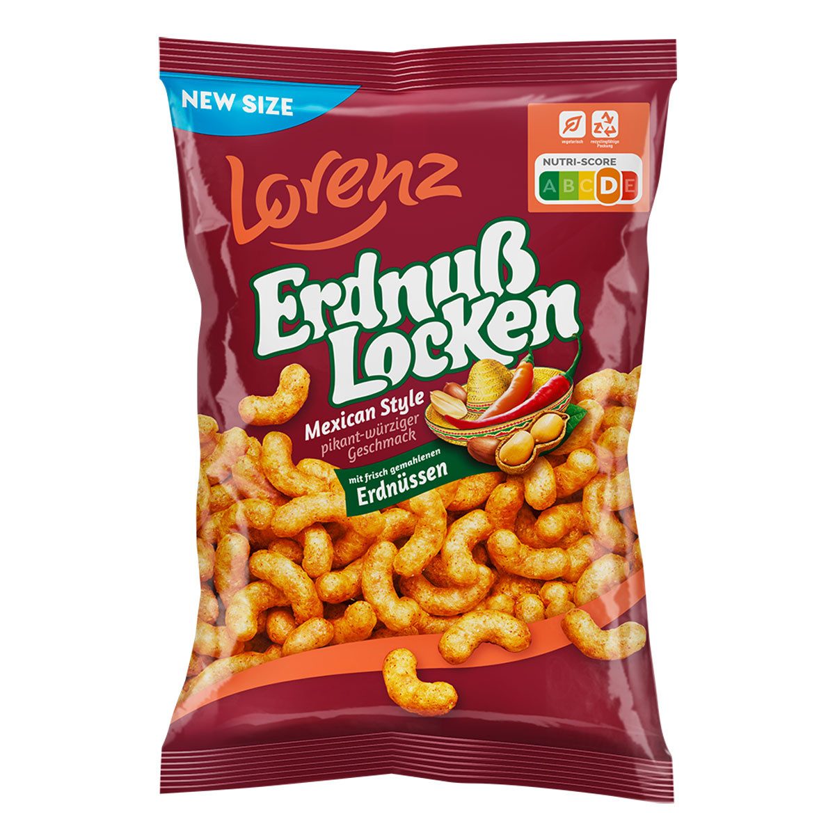 LORENZ Knabberei, ErdnußLocken Mexican Style Erdnüssen und pikantem Chili Geschmack 175g