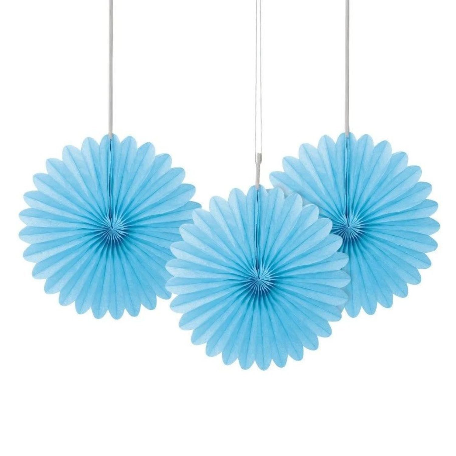 Unique Industries Inc. Hängedekoration Dekofächer Uni 15cm/3 Stück, Hellblau