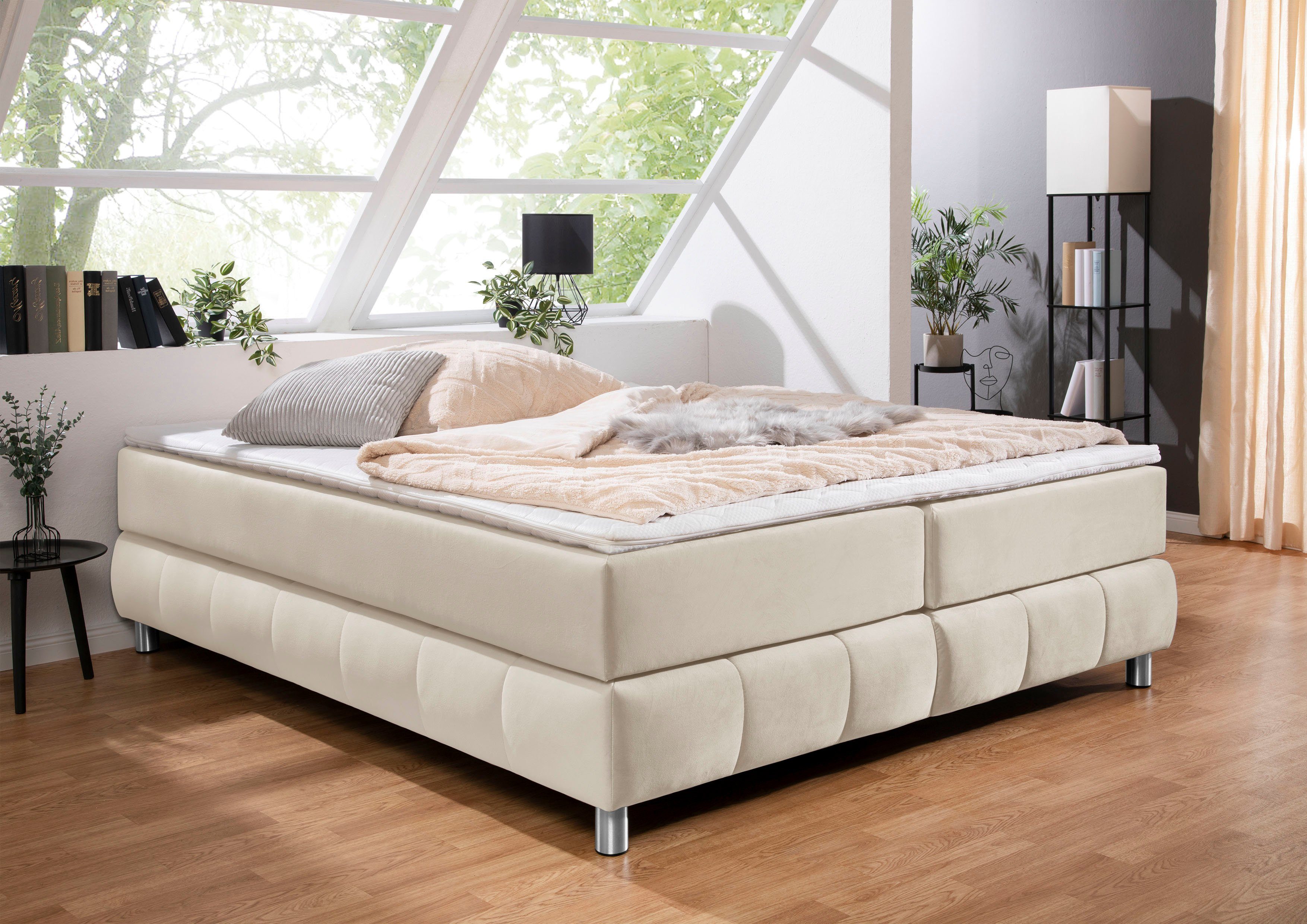 andas Boxspringbett Salo, Ohne Kopfteil, inkl. Topper, auch in Überlänge 220 cm