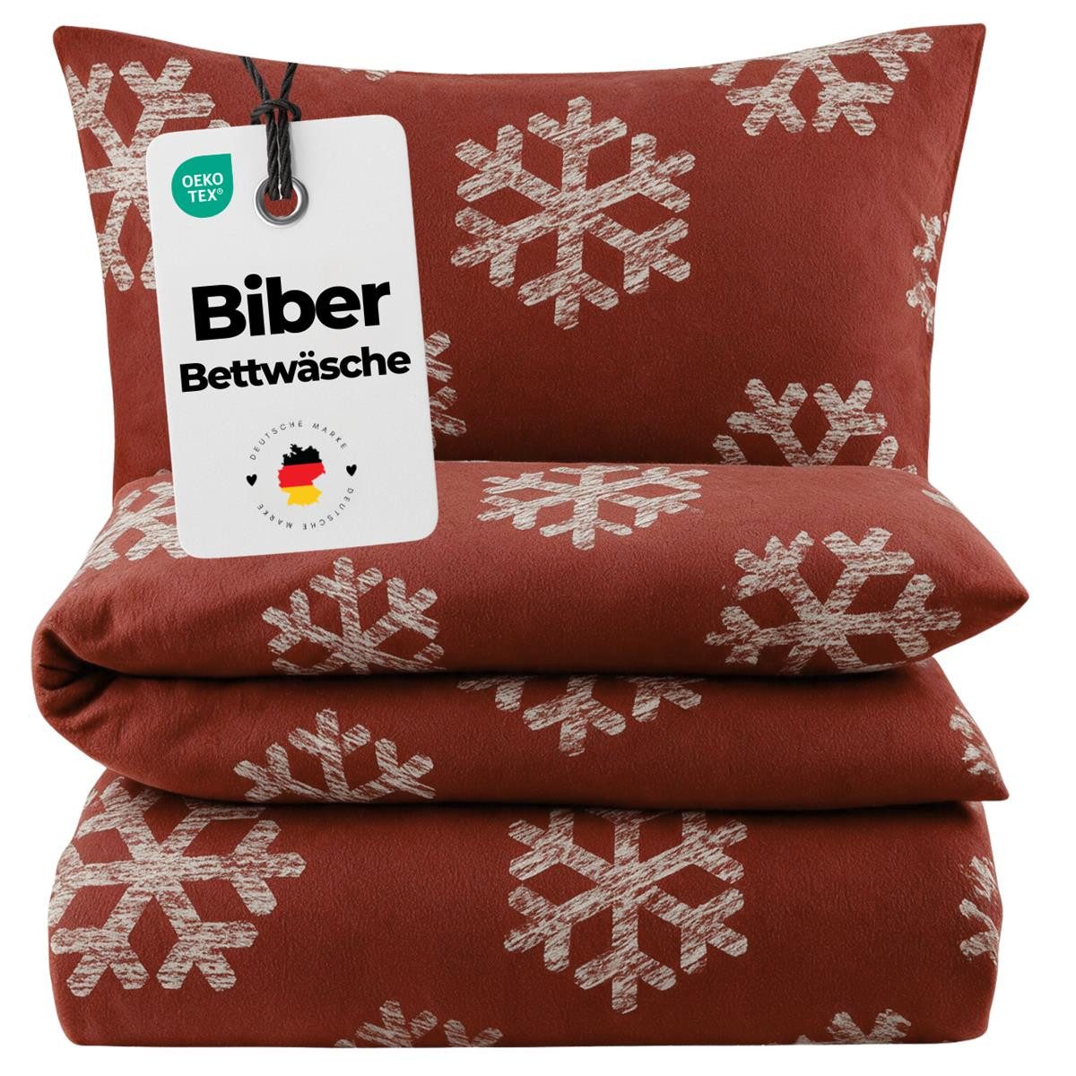 Carpe Sonno Bettwäsche Biber Warme Bettwäsche Winter Flanell Schnee 135 x 200 / 155 x 220, Biber, 2 teilig, Kuschelige Winterbettwäsche - Baumwolle - Reißverschluss - 135x200 cm