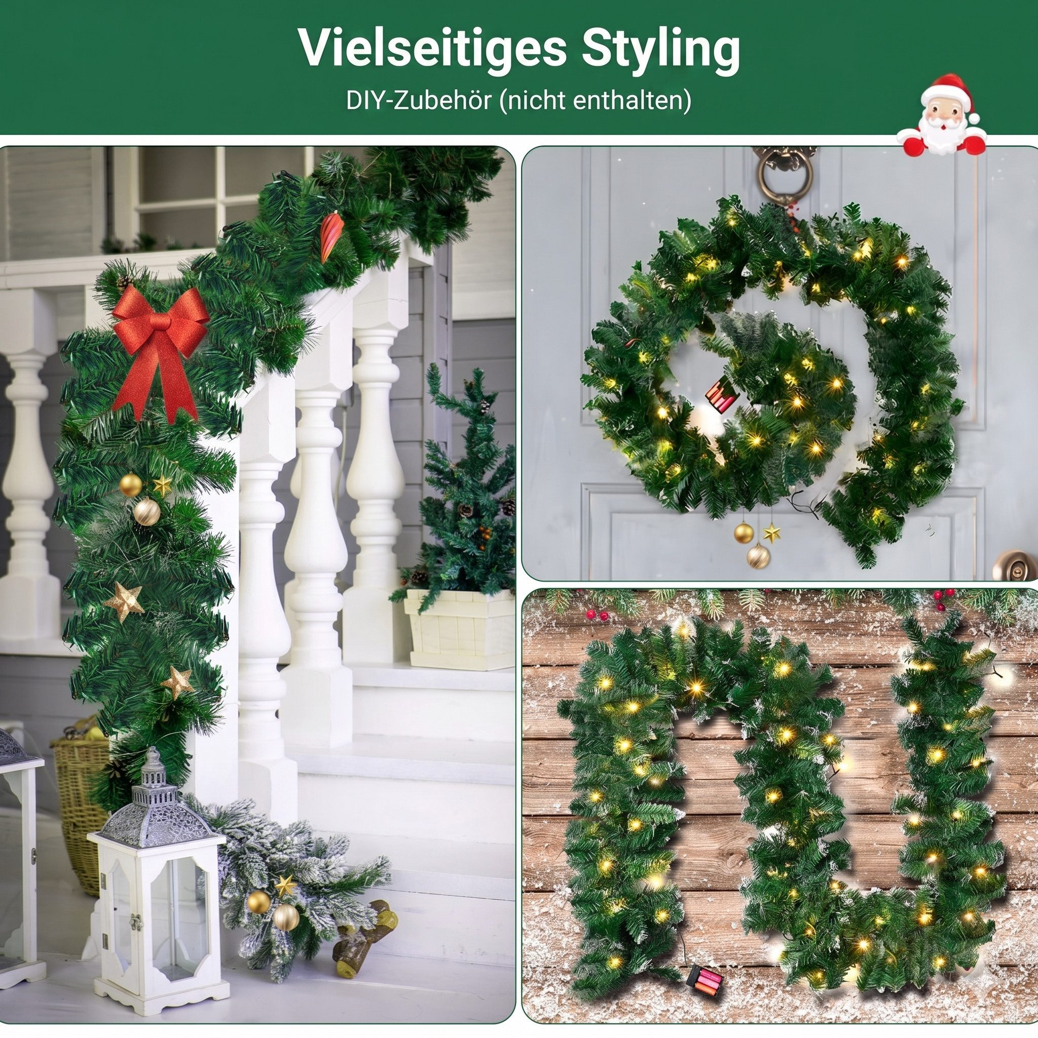Kunstgirlande Weihnachtsgirlande 5 Meter, i@home, Mit 100 LED-Lichter